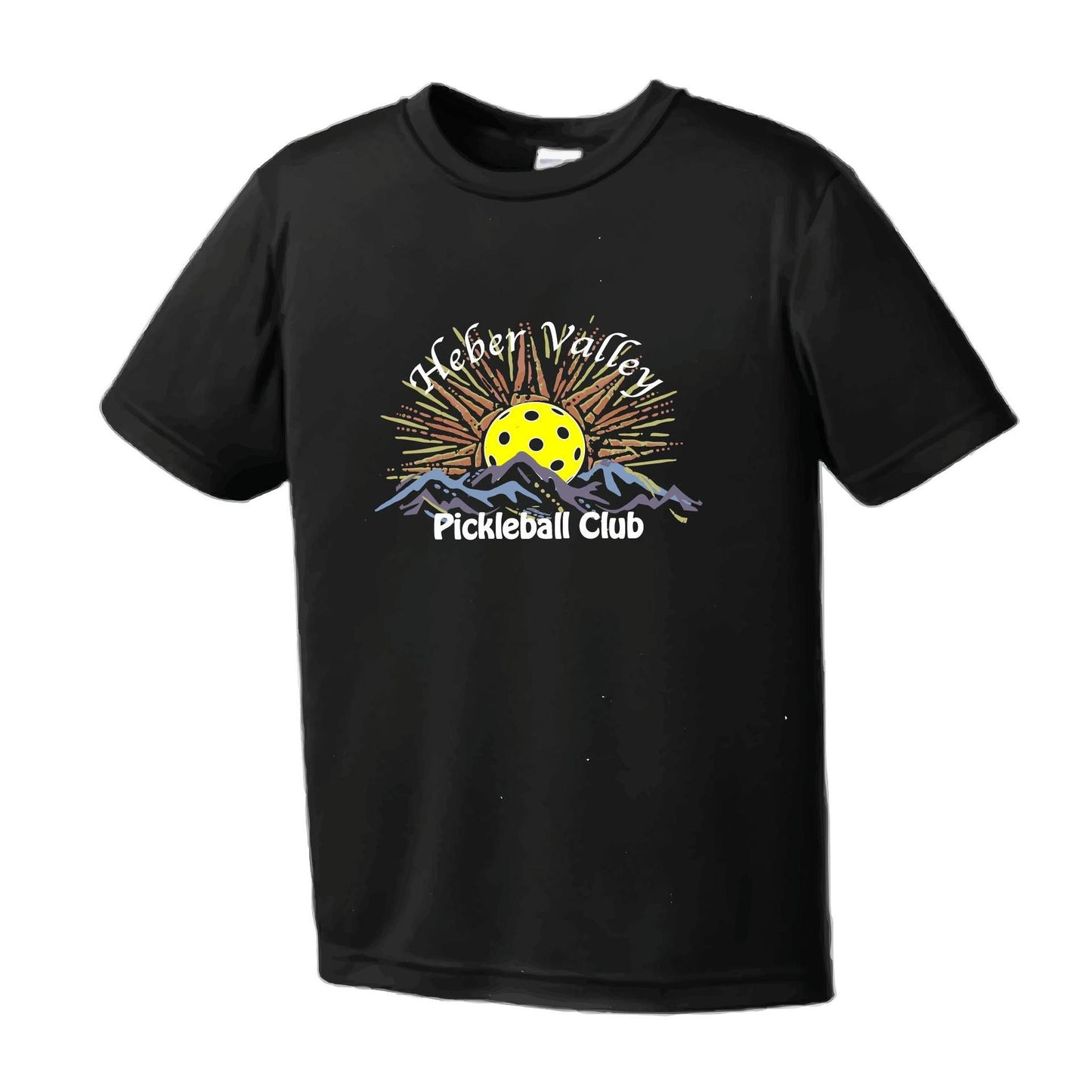 Heber Valley Pickleball Club (Legacy Design Large) | Youth Short Sleeve Pickleball Performance T-Shirts | 100% Polyester