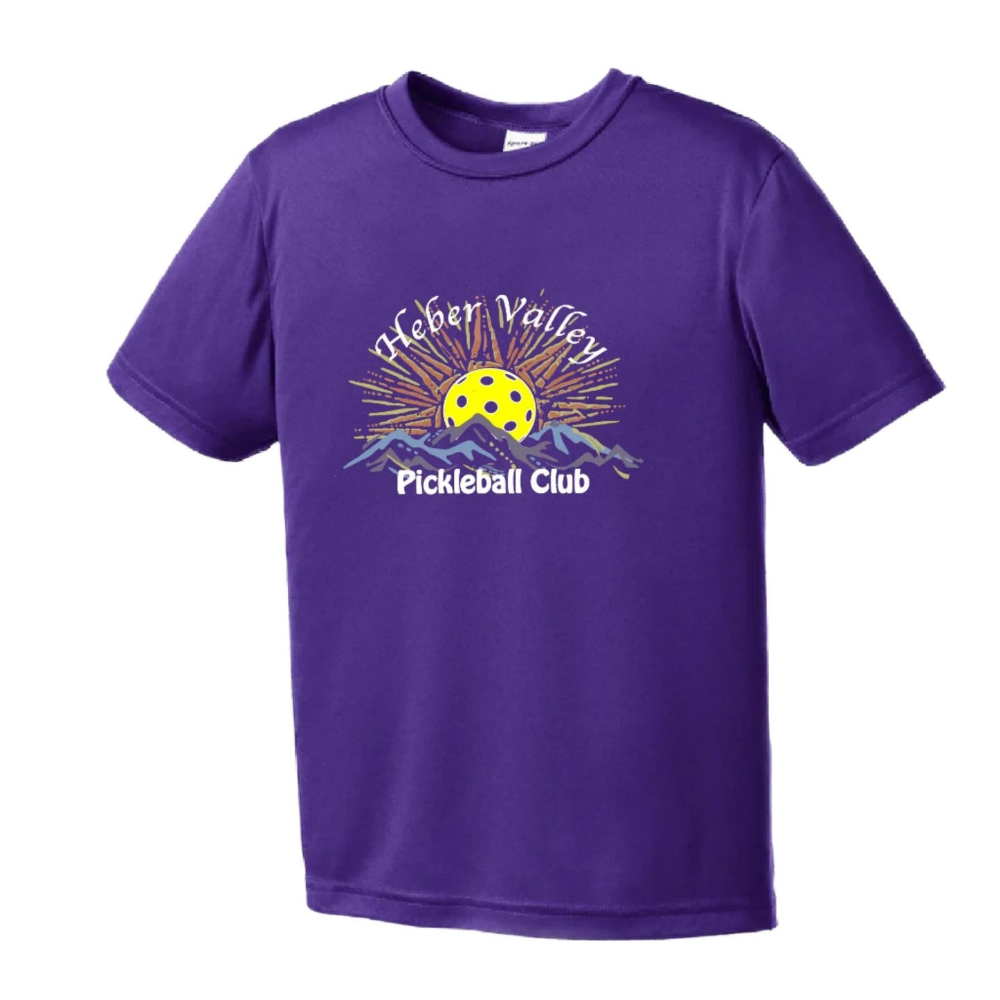 Heber Valley Pickleball Club (Legacy Design Large) | Youth Short Sleeve Pickleball Performance T-Shirts | 100% Polyester