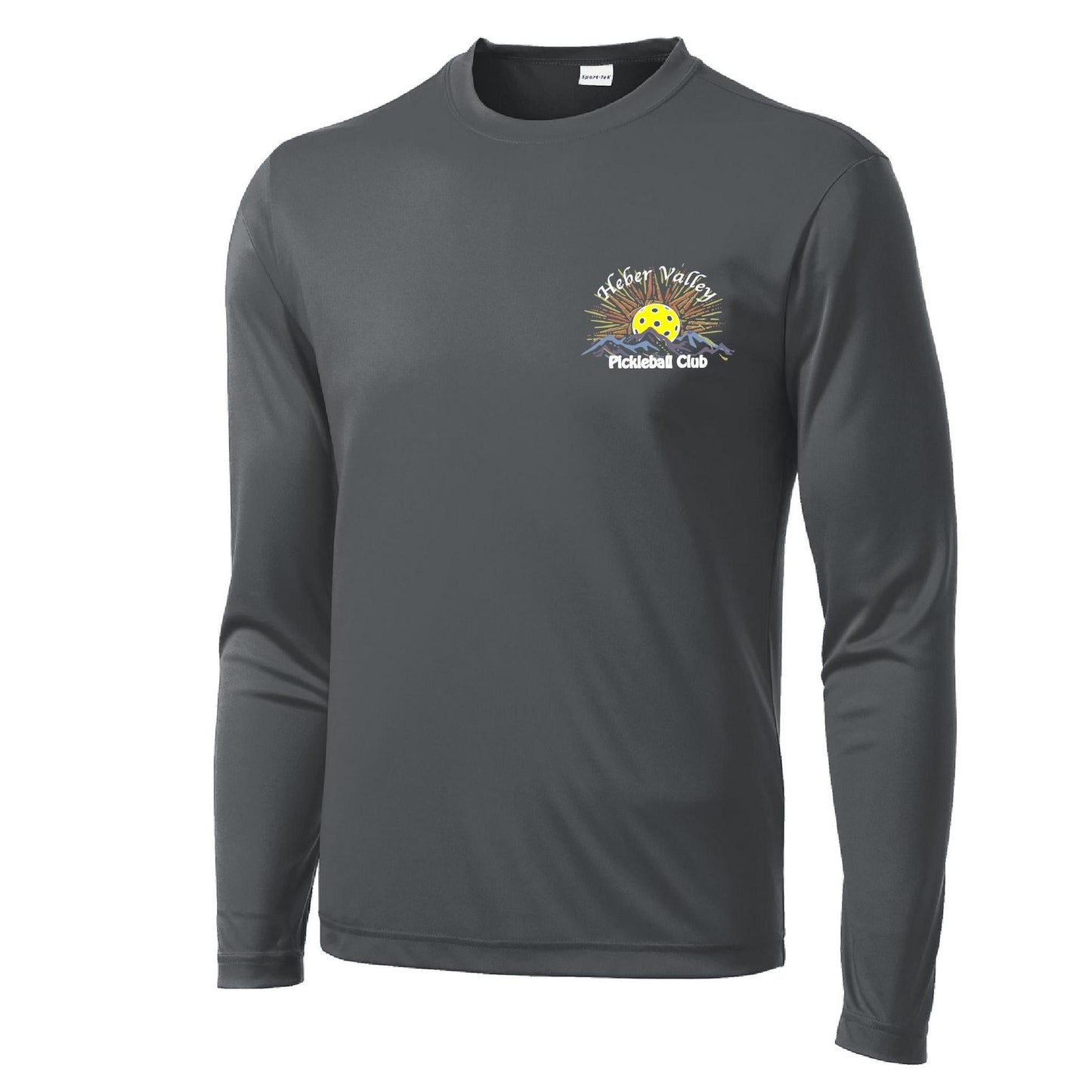Heber Valley Pickleball Club (Legacy Design Small) | Men's Long Sleeve Pickleball Performance T-Shirt | 100% Polyester
