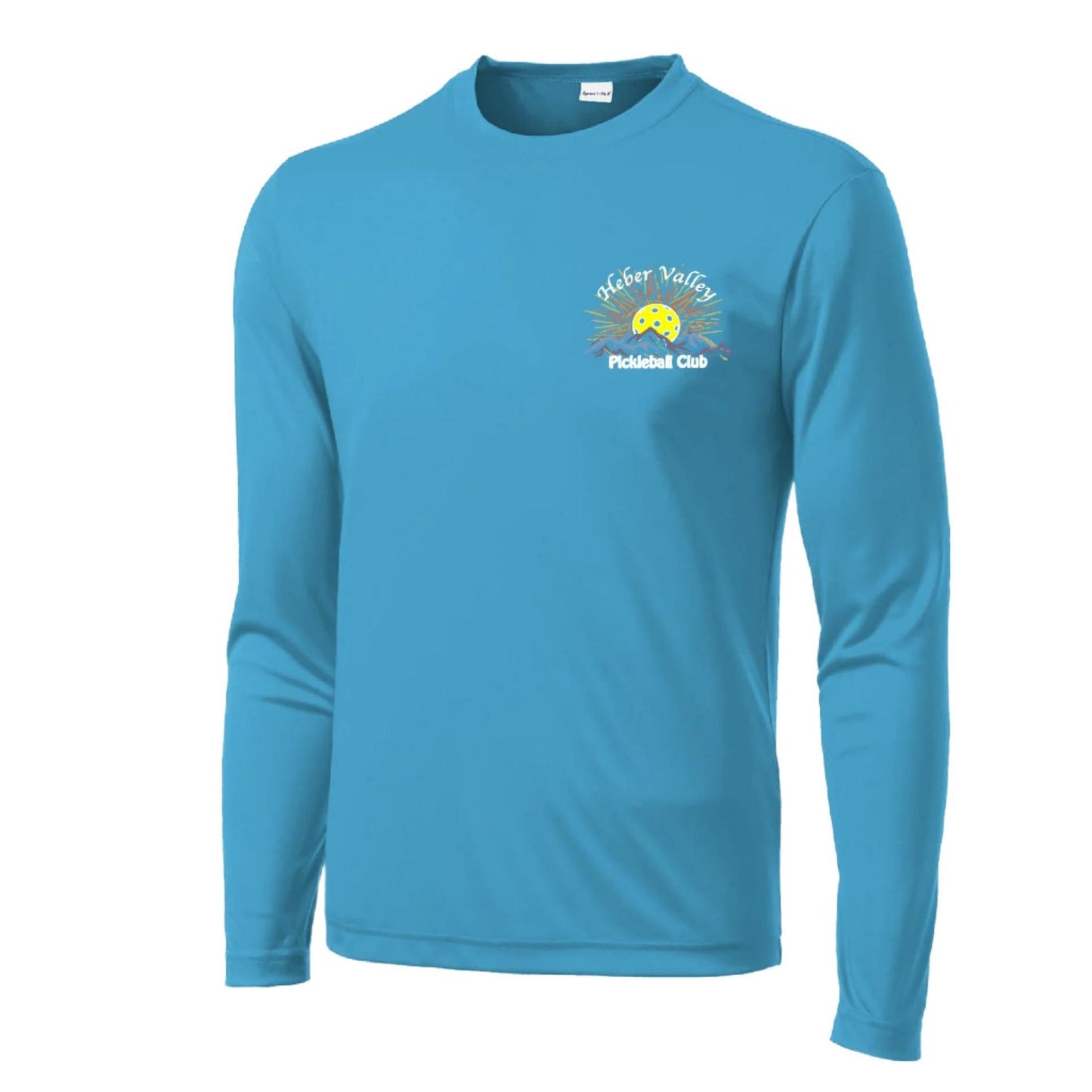 Heber Valley Pickleball Club (Legacy Design Small) | Men's Long Sleeve Pickleball Performance T-Shirt | 100% Polyester