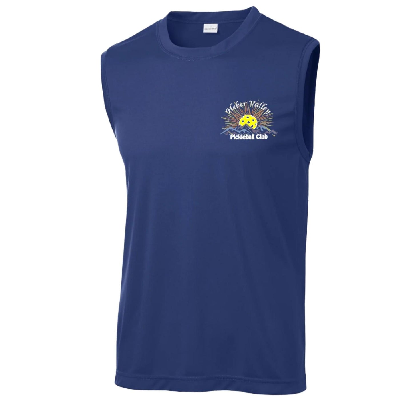 Heber Valley Pickleball Club (Legacy Design Small) | Men's Sleeveless Pickleball Performance T-Shirt | 100% Polyester