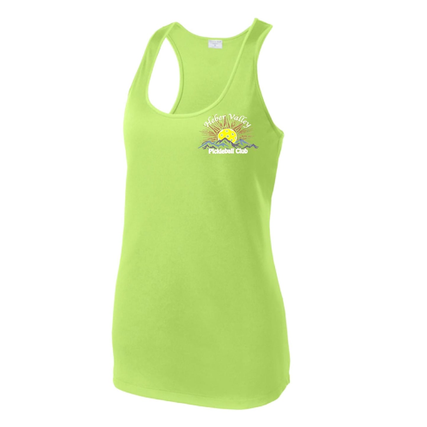 Heber Valley Pickleball Club (Legacy Design Small) | Women's Racerback Pickleball Tank | 100% Polyester