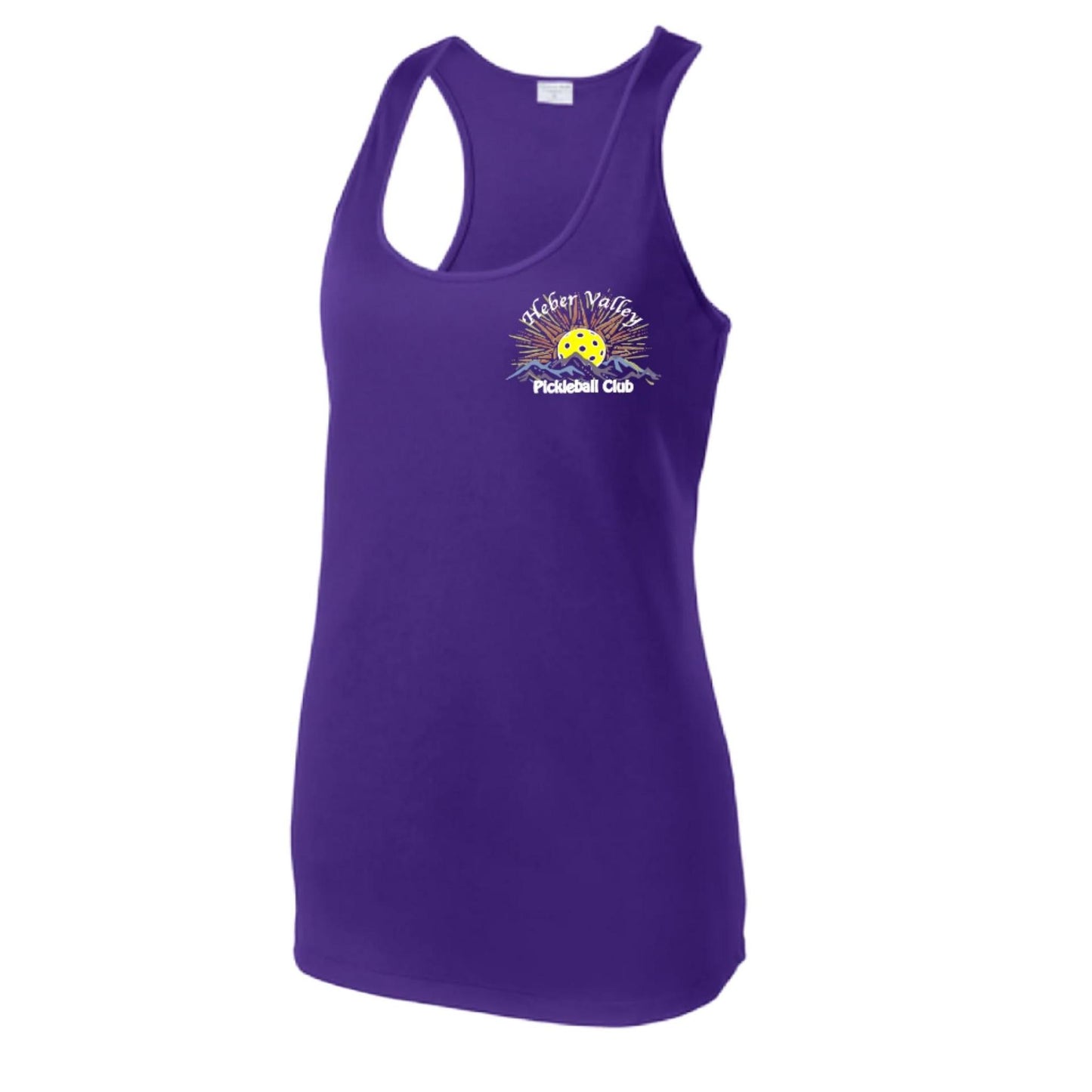 Heber Valley Pickleball Club (Legacy Design Small) | Women's Racerback Pickleball Tank | 100% Polyester