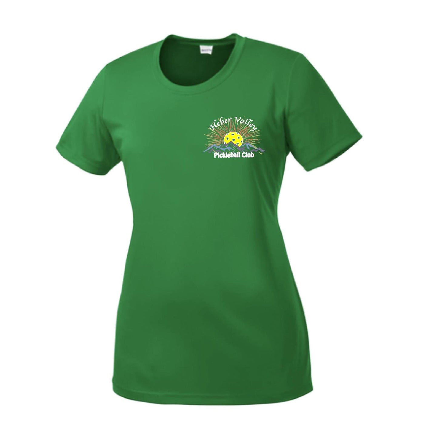 Heber Valley Pickleball Club (Legacy Design Small) | Women’s Short Sleeve Crewneck Pickleball Performance T-Shirts | 100% Polyester