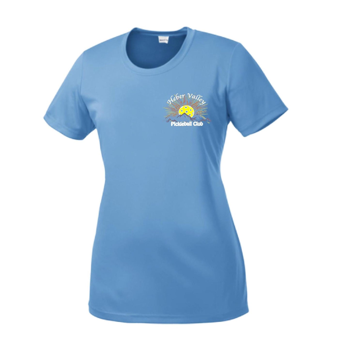 Heber Valley Pickleball Club (Legacy Design Small) | Women’s Short Sleeve Crewneck Pickleball Performance T-Shirts | 100% Polyester
