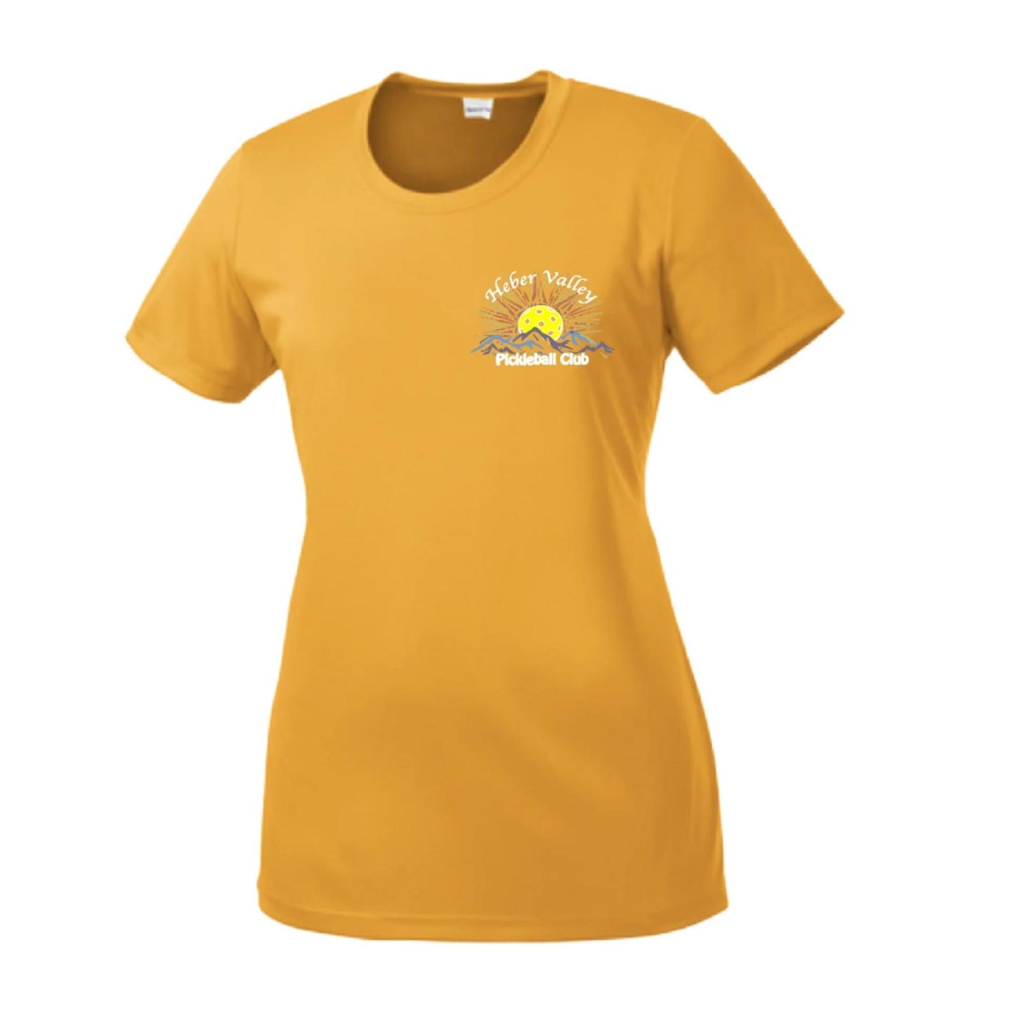 Heber Valley Pickleball Club (Legacy Design Small) | Women’s Short Sleeve Crewneck Pickleball Performance T-Shirts | 100% Polyester