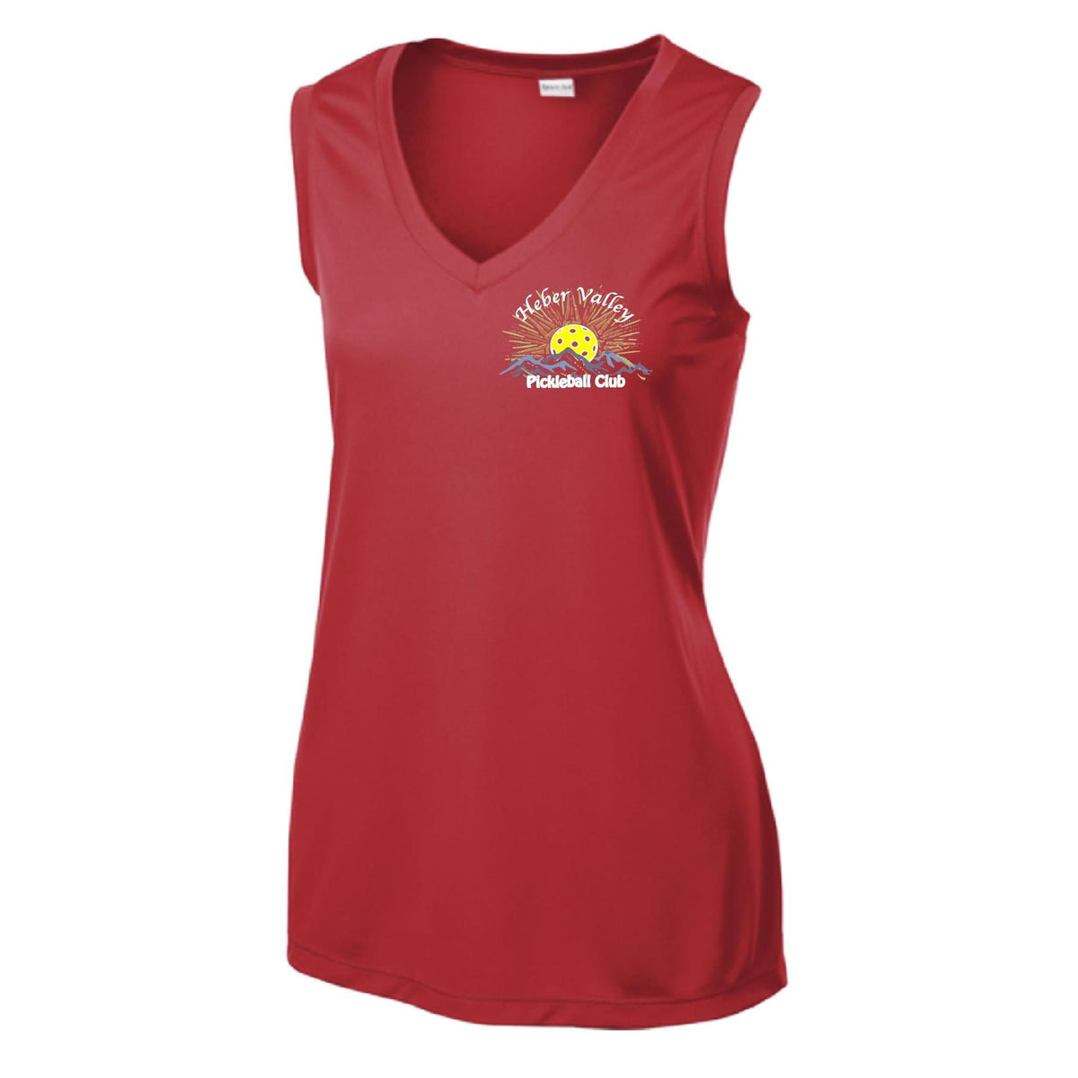 Heber Valley Pickleball Club (Legacy Design Small) | Women’s Sleeveless Athletic Performance T-Shirt | 100% Polyester
