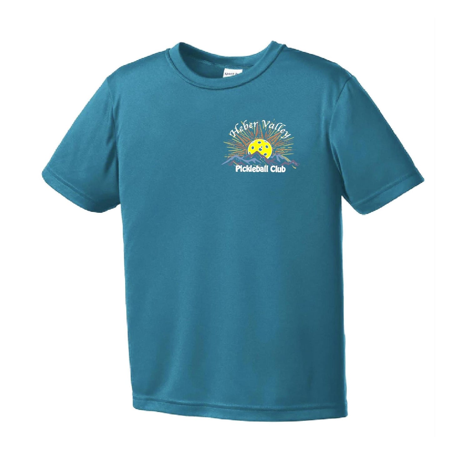Heber Valley Pickleball Club (Legacy Design Small) | Youth Short Sleeve Pickleball Performance T-Shirts | 100% Polyester