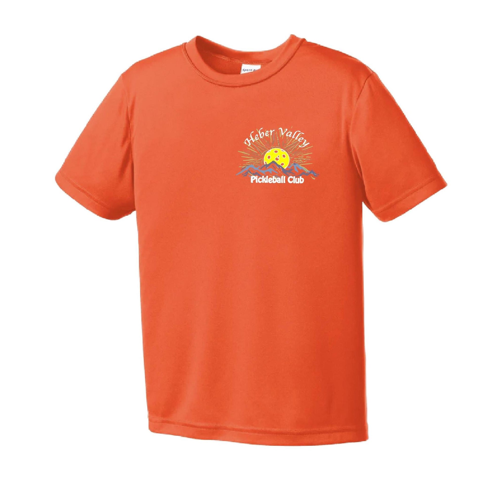 Heber Valley Pickleball Club (Legacy Design Small) | Youth Short Sleeve Pickleball Performance T-Shirts | 100% Polyester