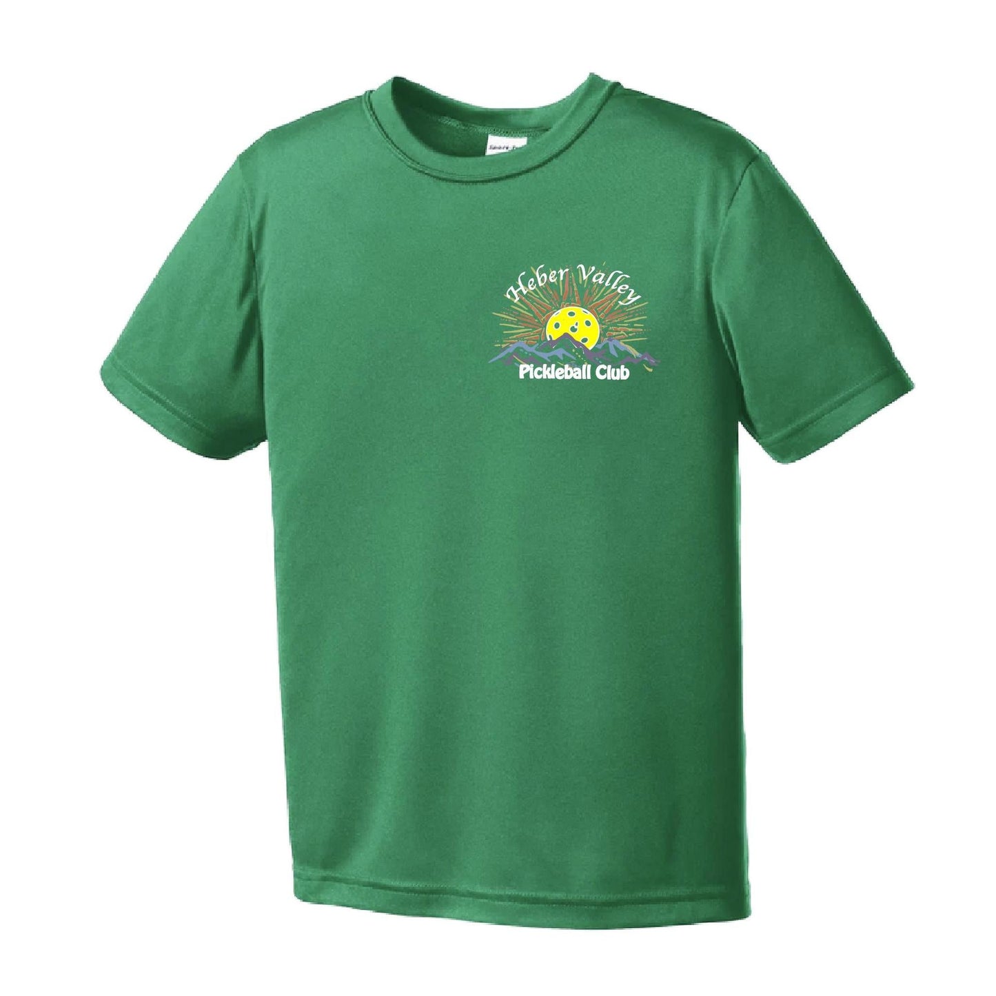 Heber Valley Pickleball Club (Legacy Design Small) | Youth Short Sleeve Pickleball Performance T-Shirts | 100% Polyester