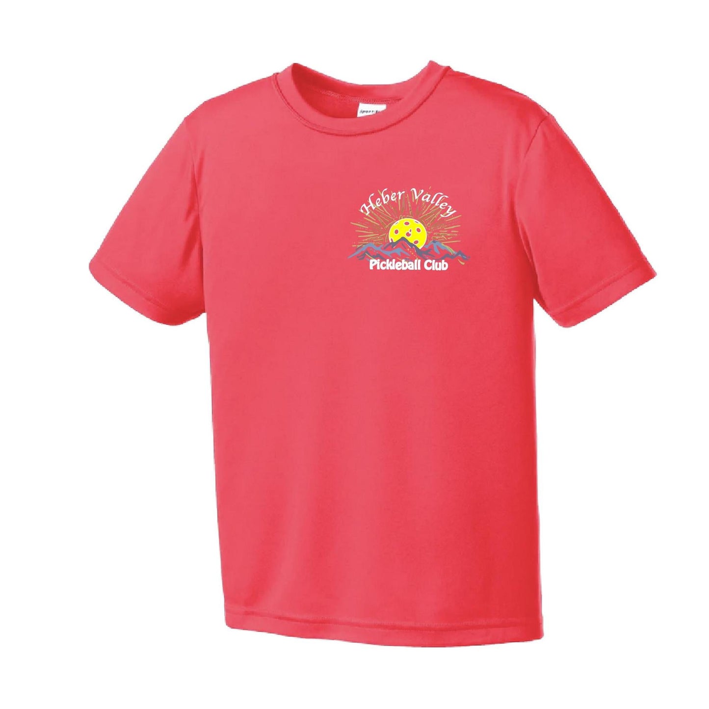 Heber Valley Pickleball Club (Legacy Design Small) | Youth Short Sleeve Pickleball Performance T-Shirts | 100% Polyester