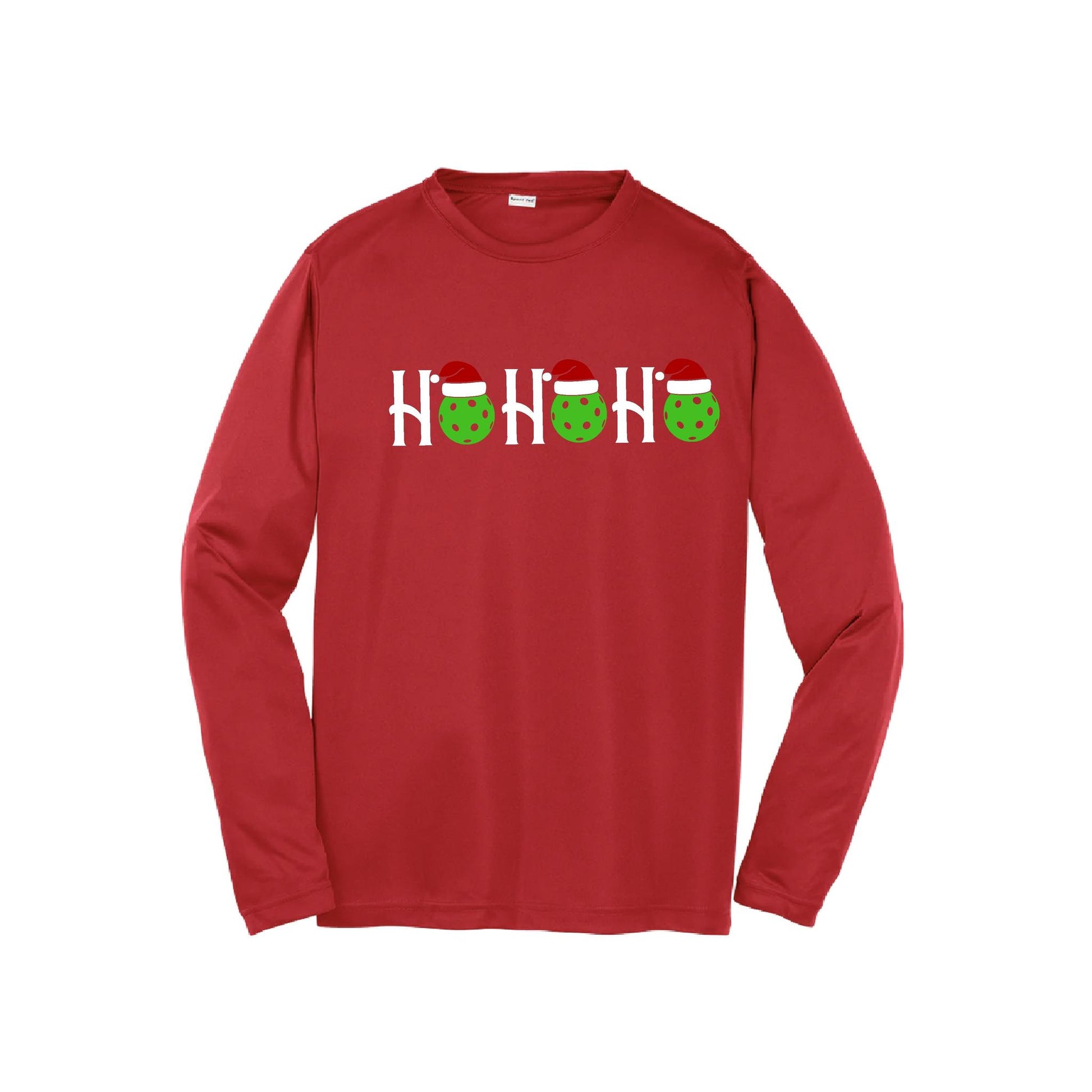 Ho Ho Ho | Youth Long Sleeve Pickleball Performance T-Shirts | 100% Polyester