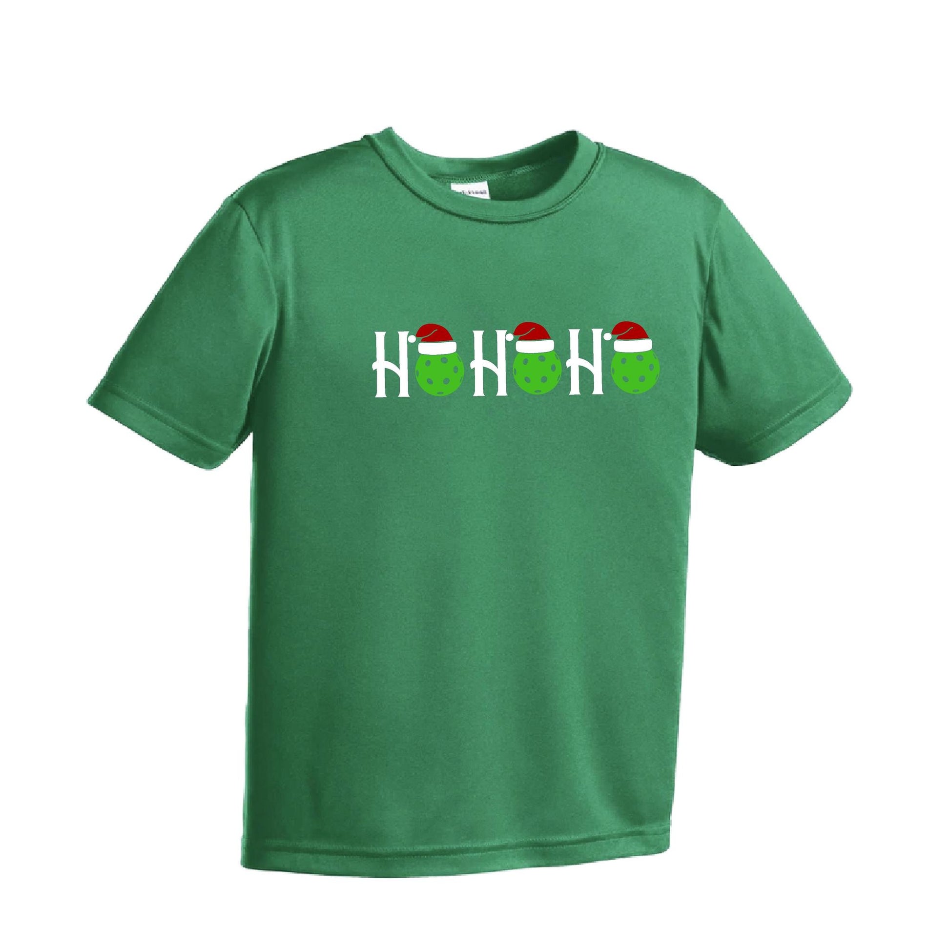 Ho Ho Ho | Youth Short Sleeve Pickleball Performance T-Shirts | 100% Polyester