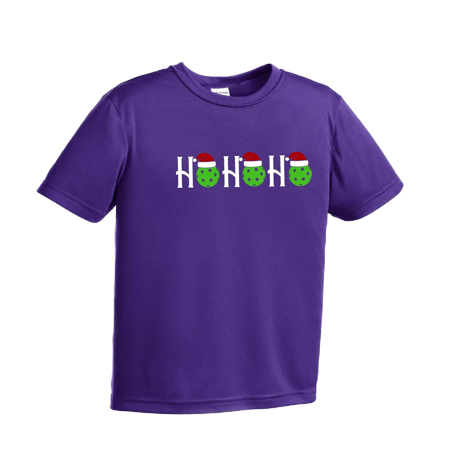 Ho Ho Ho | Youth Short Sleeve Pickleball Performance T-Shirts | 100% Polyester