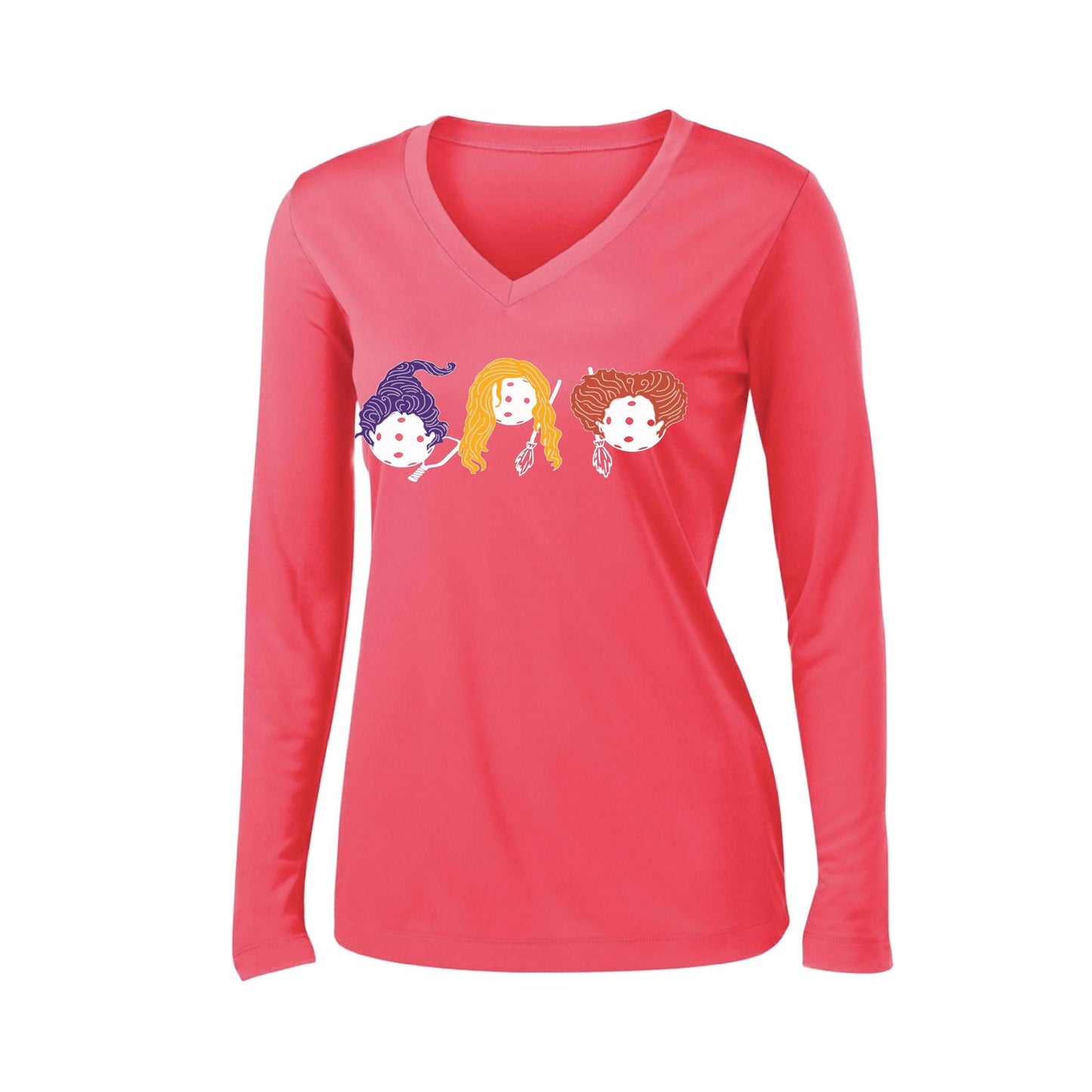Hocus Pocus | Women’s Long Sleeve V-Neck Performance T-Shirt | 100% Polyester