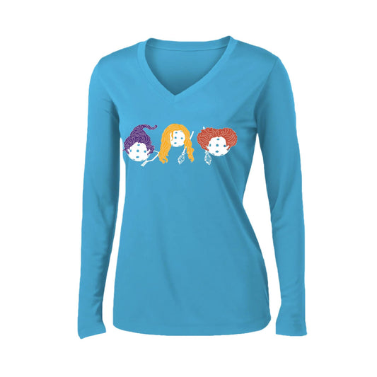 Hocus Pocus | Women’s Long Sleeve V-Neck Performance T-Shirt | 100% Polyester