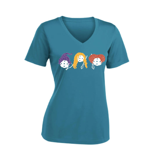 Hocus Pocus | Women's Short Sleeve V-Neck Pickleball Performance T-Shirts | 100% Polyester