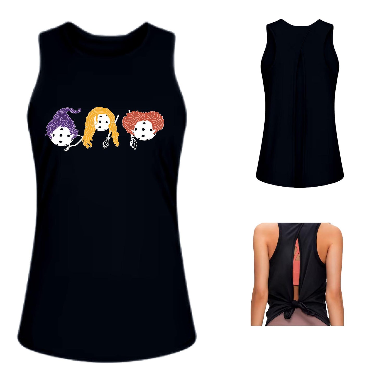 Hocus Pocus | Women's Split Back or Tied Back Pickleball Performance Tank | 80/20 Nylon Spandex Mix