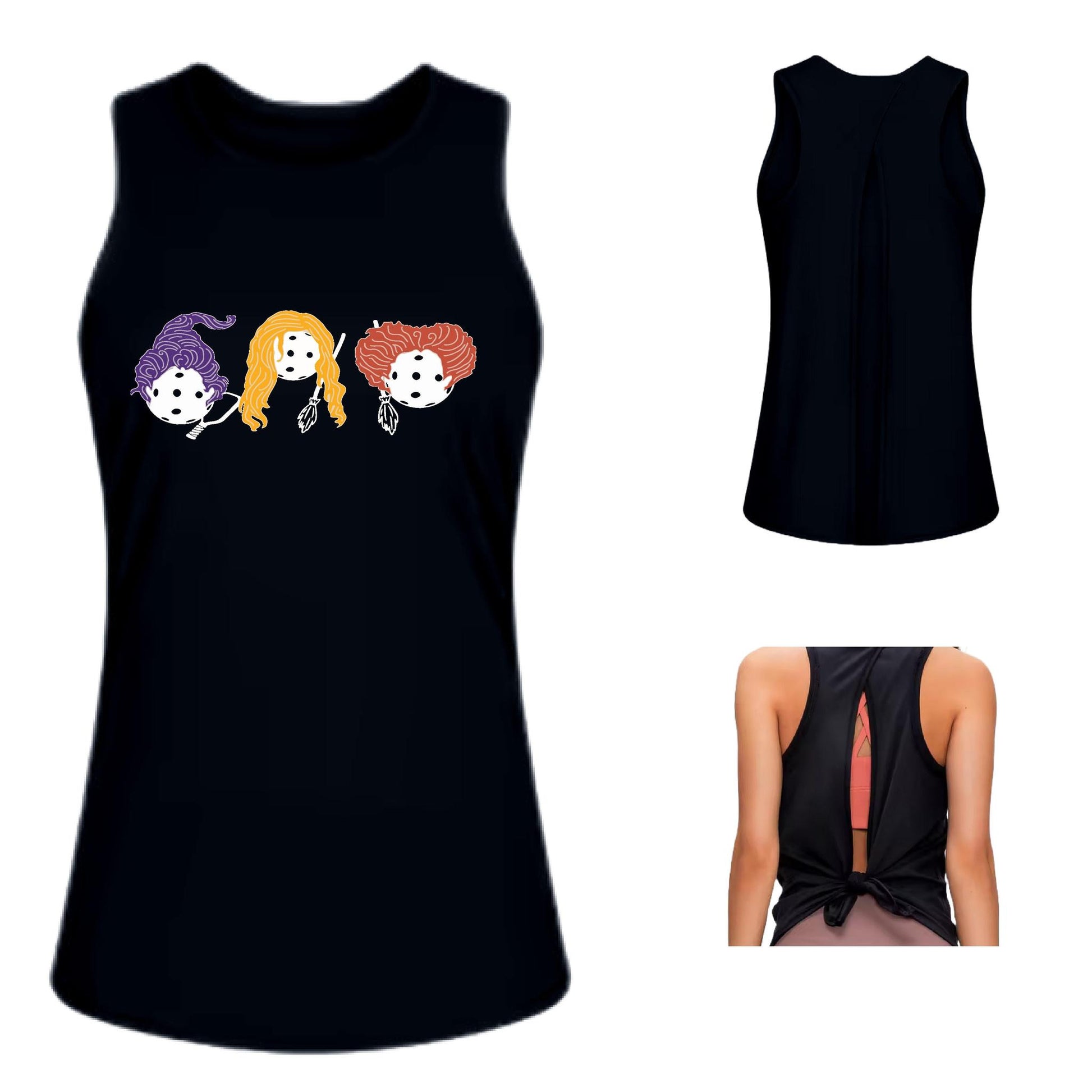 Hocus Pocus | Women's Split Back or Tied Back Pickleball Performance Tank | 80/20 Nylon Spandex Mix