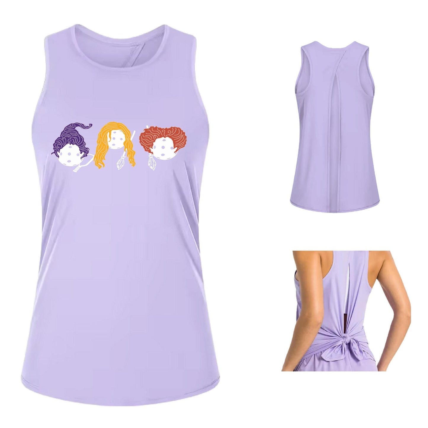 Hocus Pocus | Women's Split Back or Tied Back Pickleball Performance Tank | 80/20 Nylon Spandex Mix