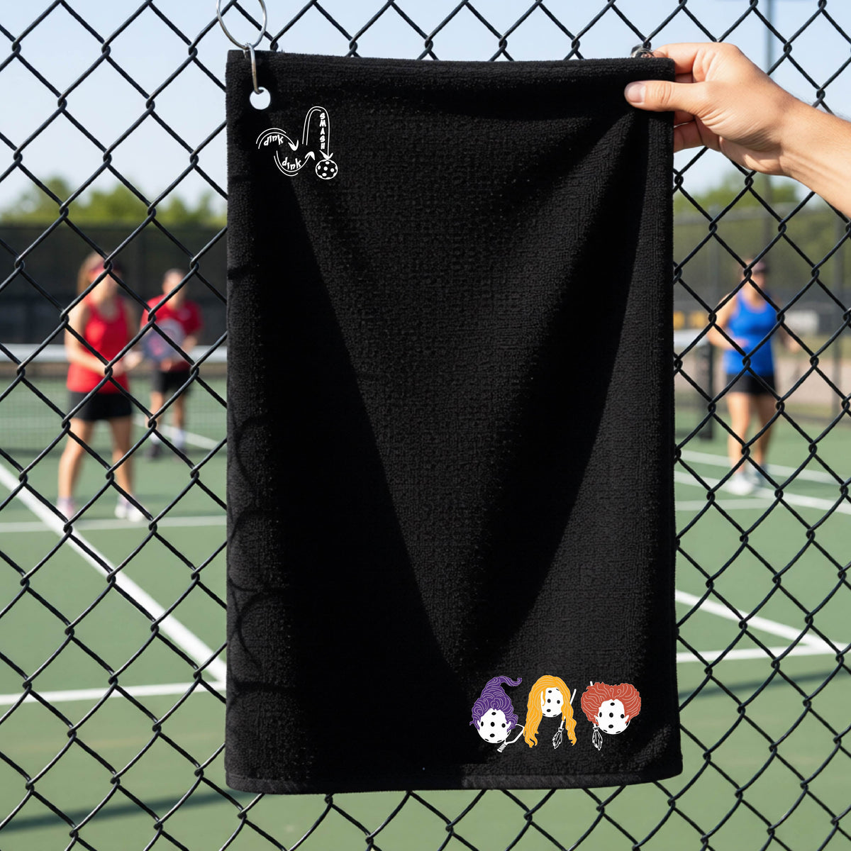 Halloween Pickleball Cotton Terry Towels Grommet Hook and Hemmed Edges Premium Court Towel