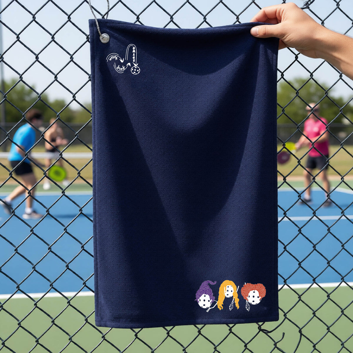 Halloween Pickleball Cotton Terry Towels Grommet Hook and Hemmed Edges Premium Court Towel