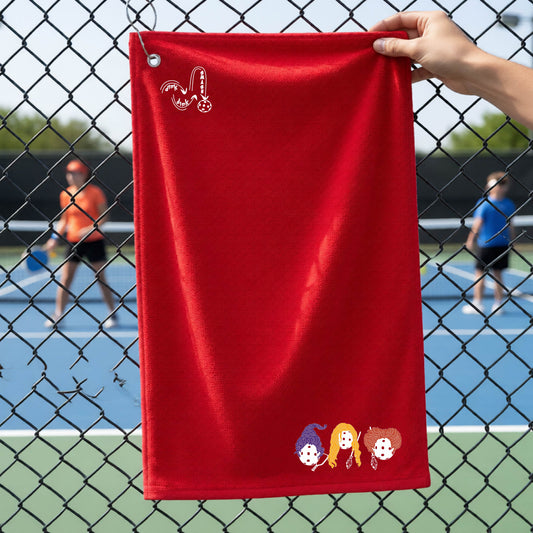 Halloween Pickleball Cotton Terry Towels Grommet Hook and Hemmed Edges Premium Court Towel