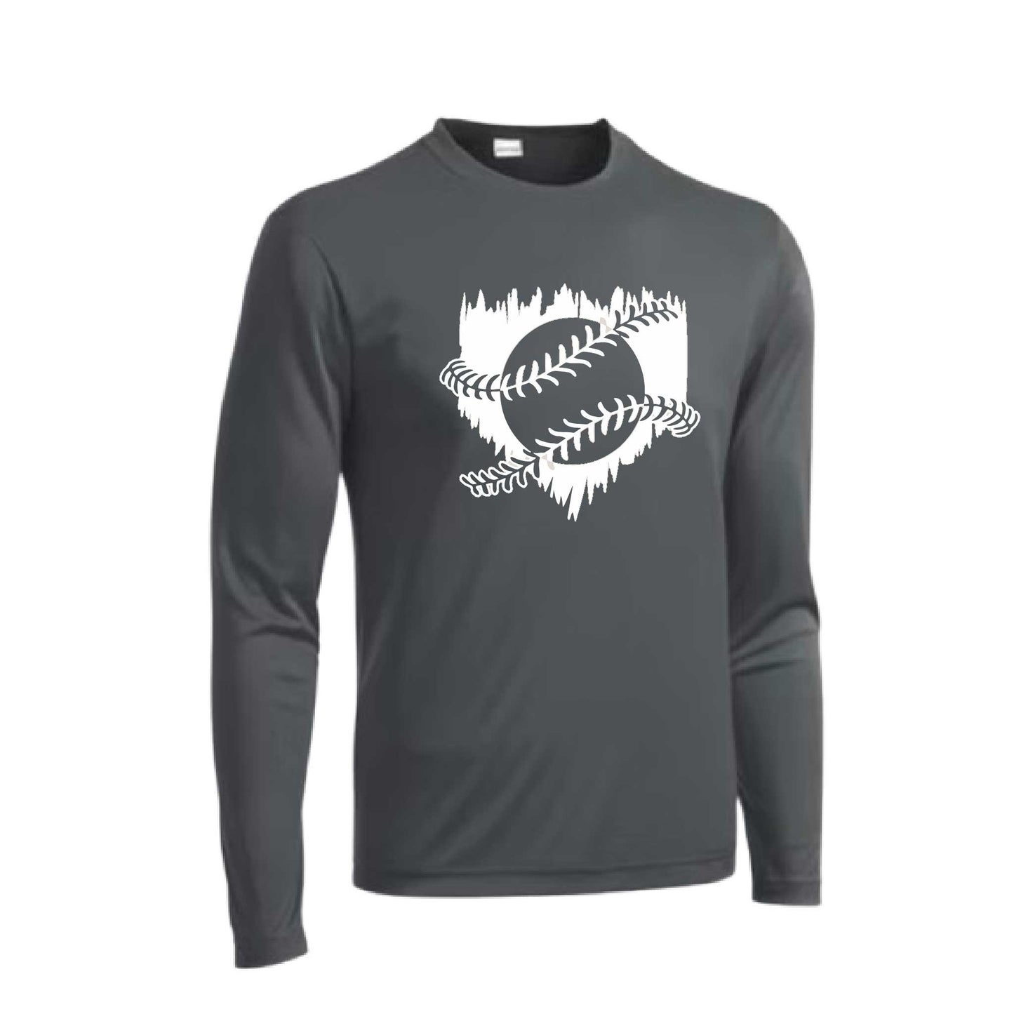 Home Run | Men's Long Sleeve Athletic Baseball Performance T-Shirt | 100% Polyester