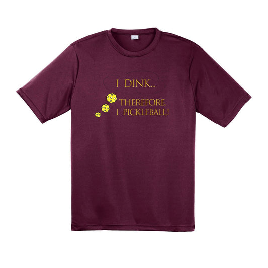 I Dink Therefore I Pickleball | Clearance Men’s Short Sleeve Pickleball Performance T-Shirt | 100% Polyester