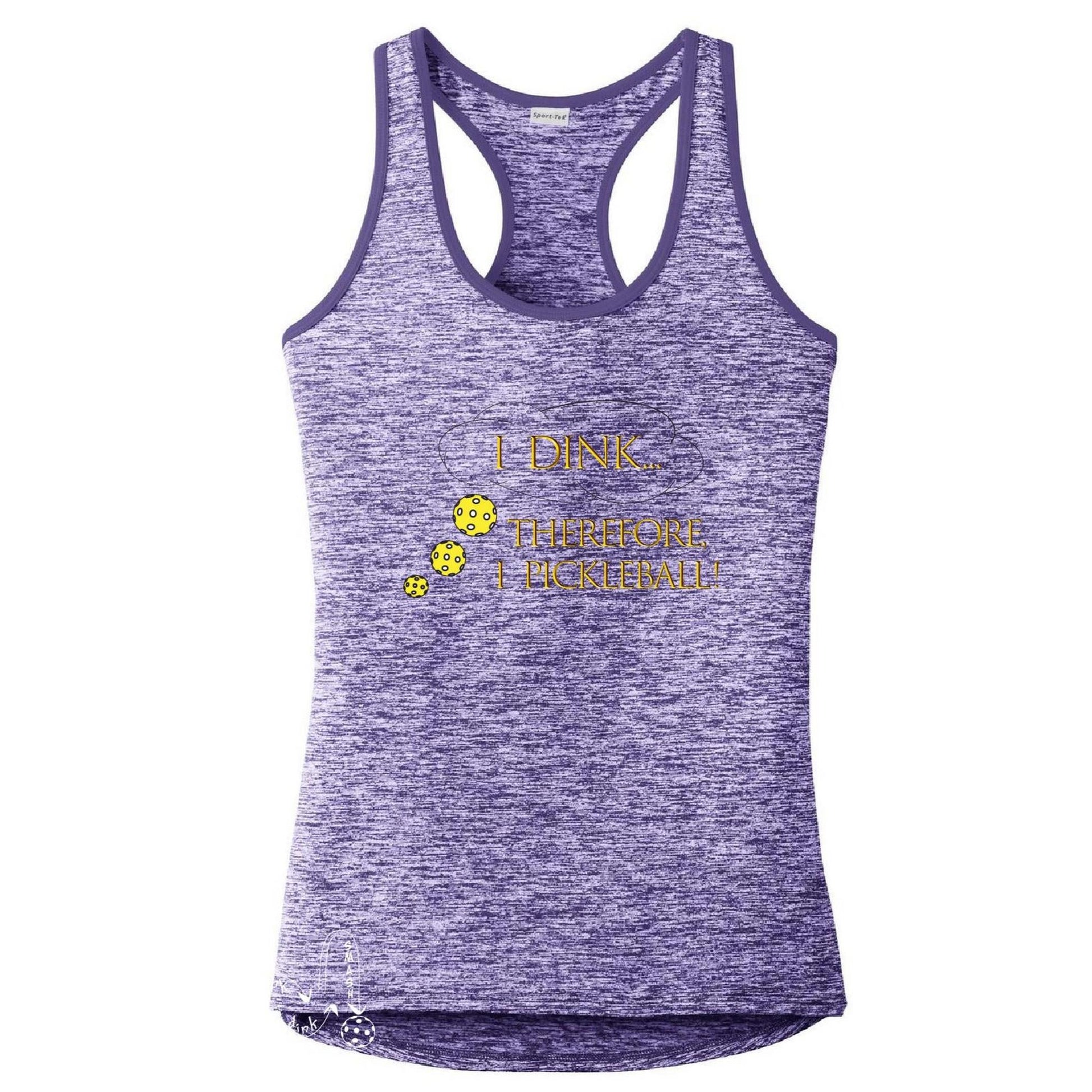 I Dink Therefore I Pickleball | Clearance Women's Racerback Pickleball Tank | 100% Polyester
