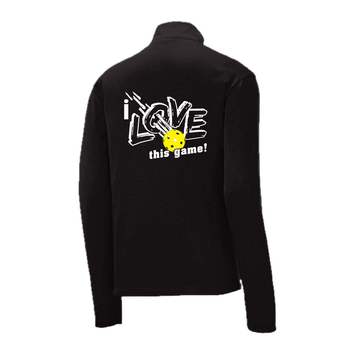 I Love This Game | Men's 1/4 Zip Long Sleeve Pullover Athletic Pickleball Performance Shirt | 100% Polyester