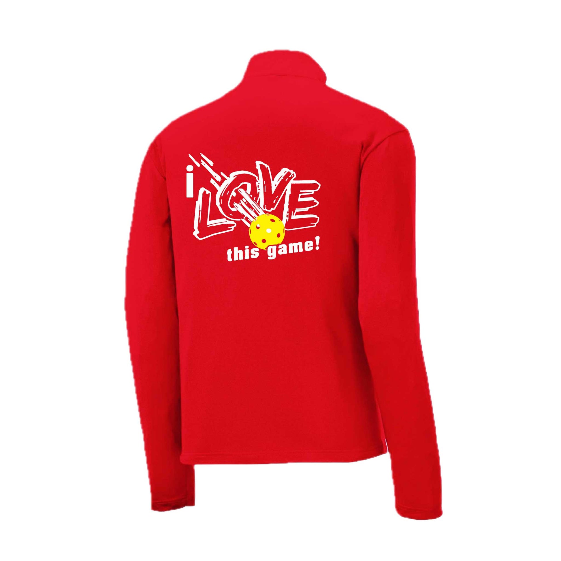 I Love This Game | Men's 1/4 Zip Long Sleeve Pullover Athletic Pickleball Performance Shirt | 100% Polyester