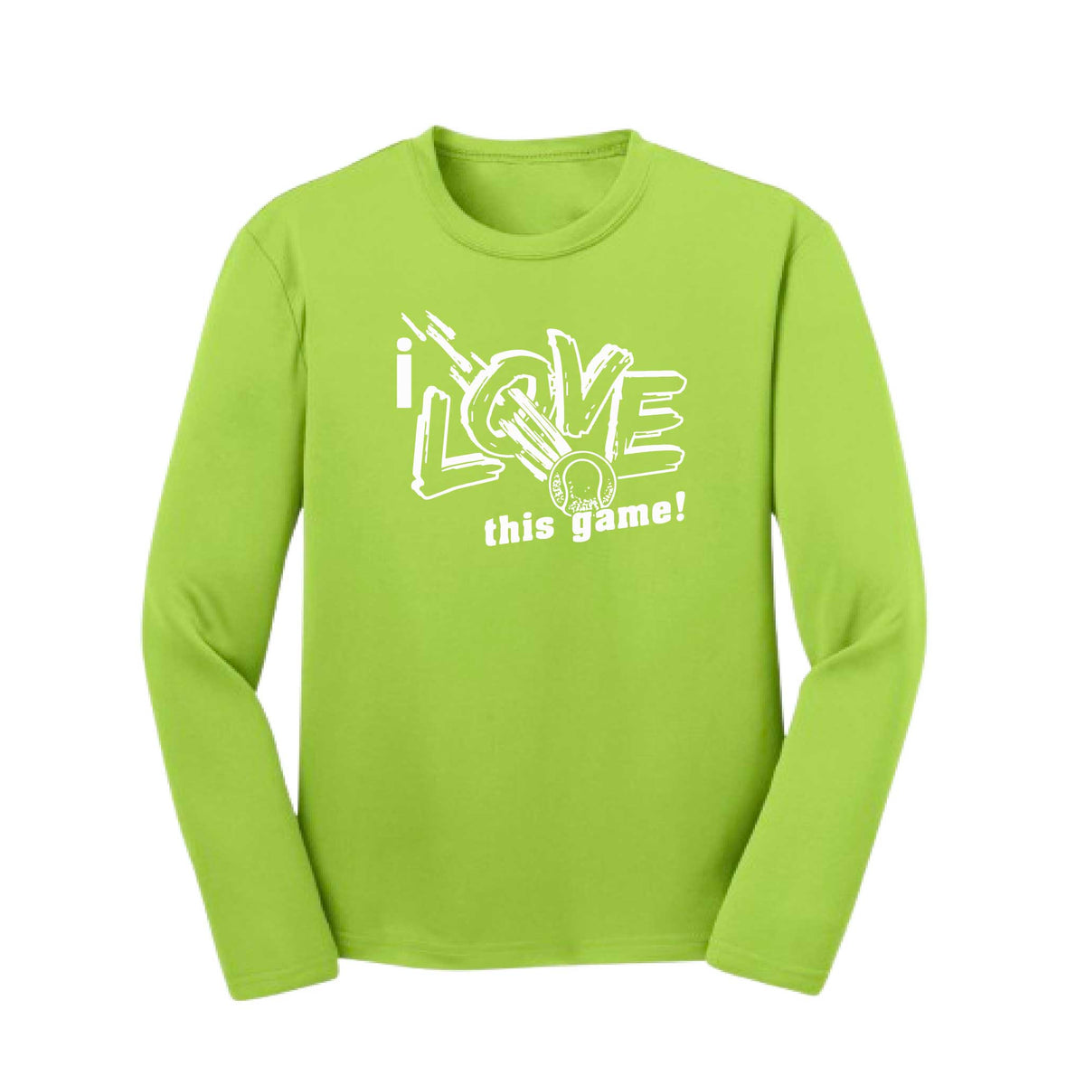 I Love This Game | Youth Long Sleeve Tennis Performance T-Shirts | 100% Polyester