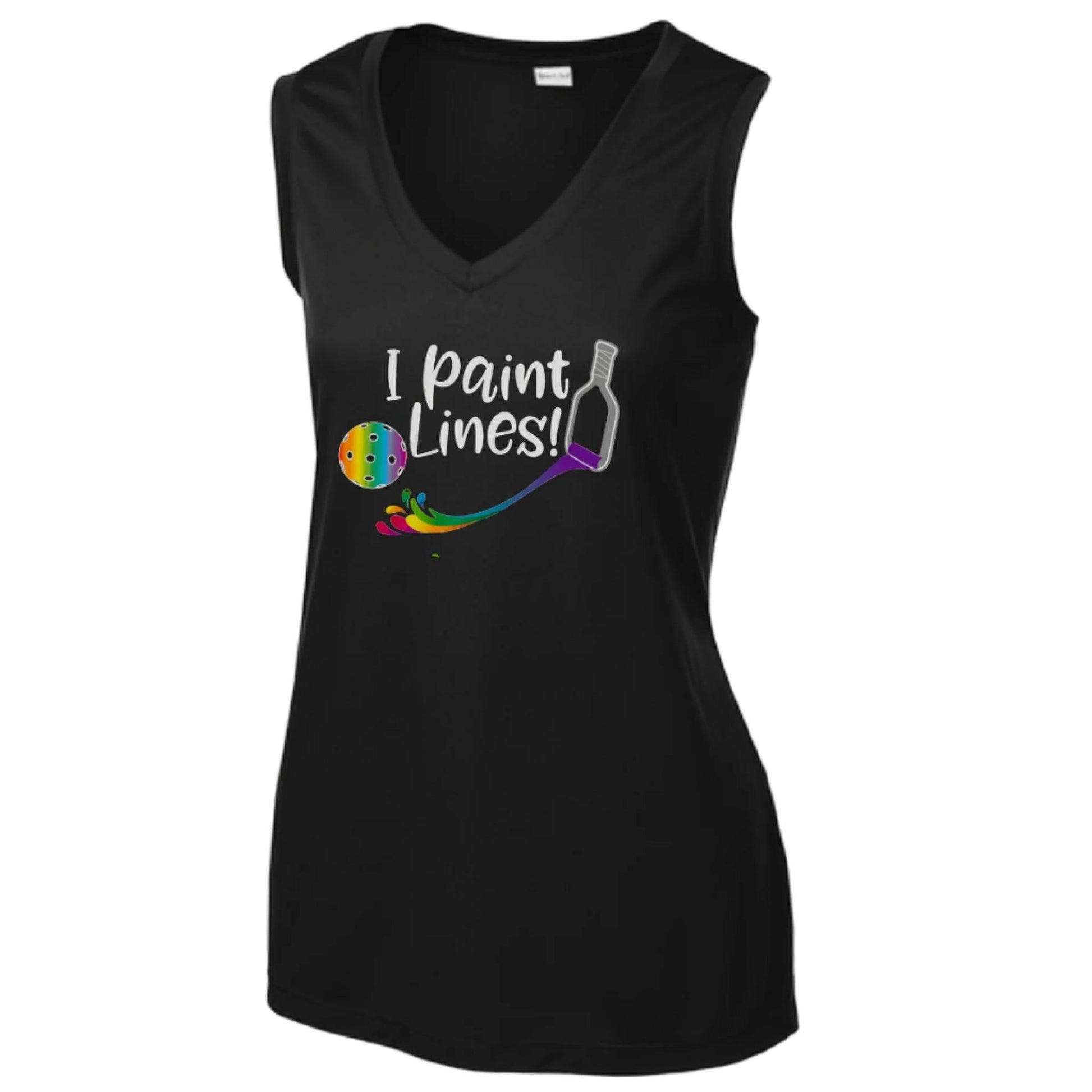 I Paint Pickleball Lines | Women’s Sleeveless Athletic Performance T-Shirt | 100% Polyester