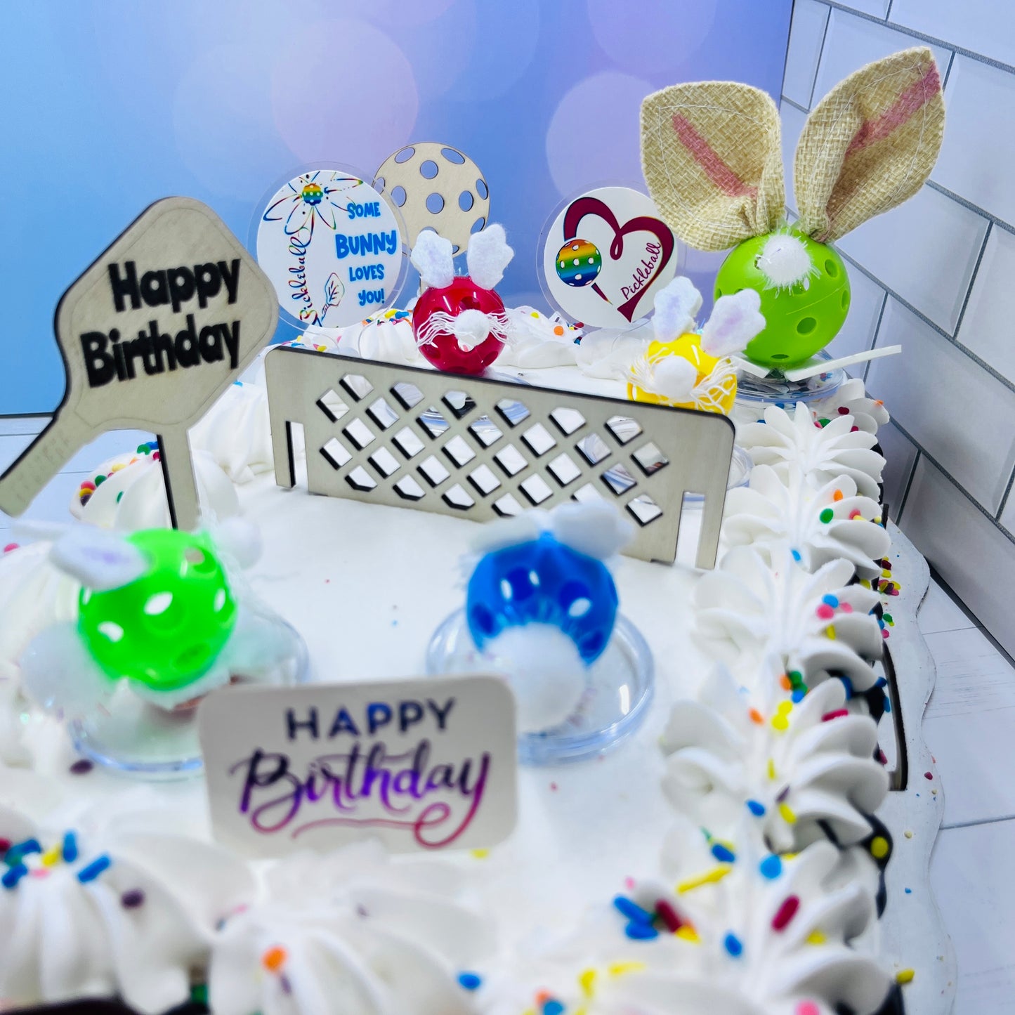 Pickleball Party Pack | 20 Piece "Some Bunny Loves You" Cake And Cupcake Toppers | Birthday Gift Topper