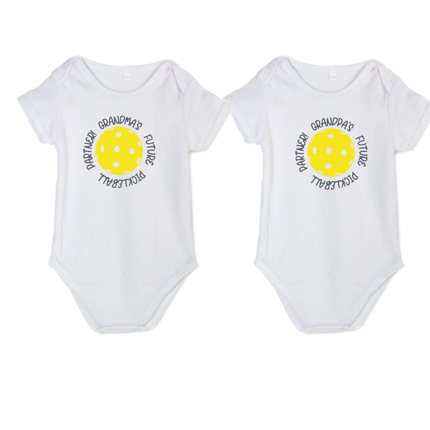 Future Grandma Or Grandpa Pickleball Partner | Infant Short Sleeve Onesie | 100% Cotton