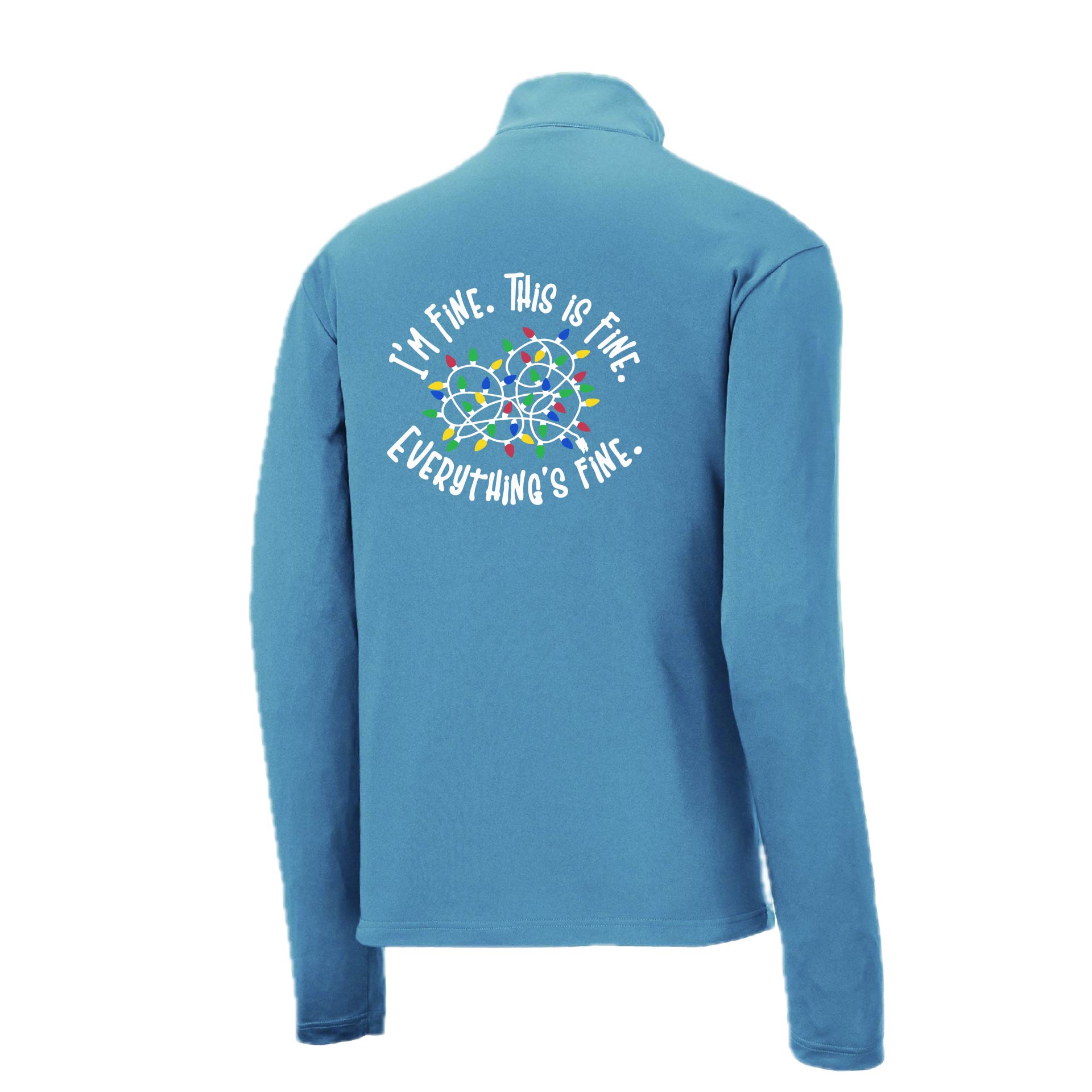 I'm Fine This is Fine Christmas | Men's 1/4 Zip Long Sleeve Pullover Athletic Performance Shirt | 100% Polyester