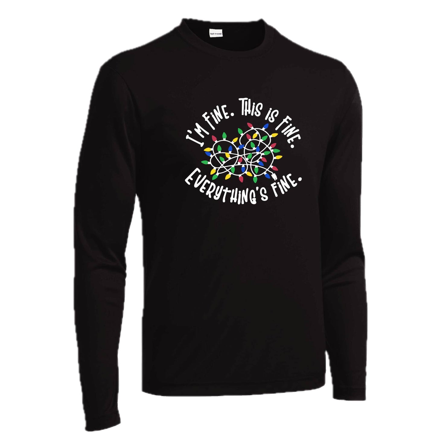 I'm Fine This is Fine Christmas | Men's Long Sleeve Athletic Performance T-Shirt | 100% Polyester