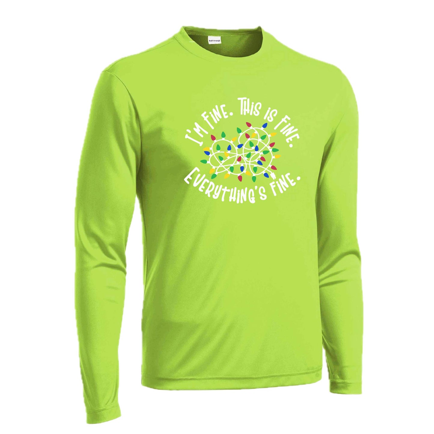 I'm Fine This is Fine Christmas | Men's Long Sleeve Athletic Performance T-Shirt | 100% Polyester