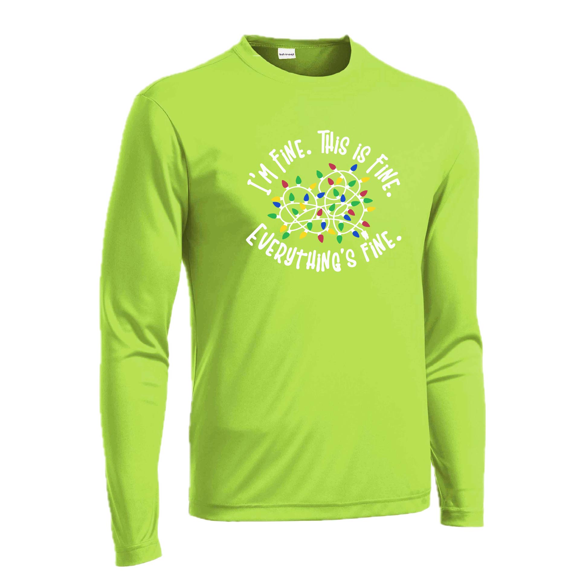 I'm Fine This is Fine Christmas | Men's Long Sleeve Athletic Performance T-Shirt | 100% Polyester