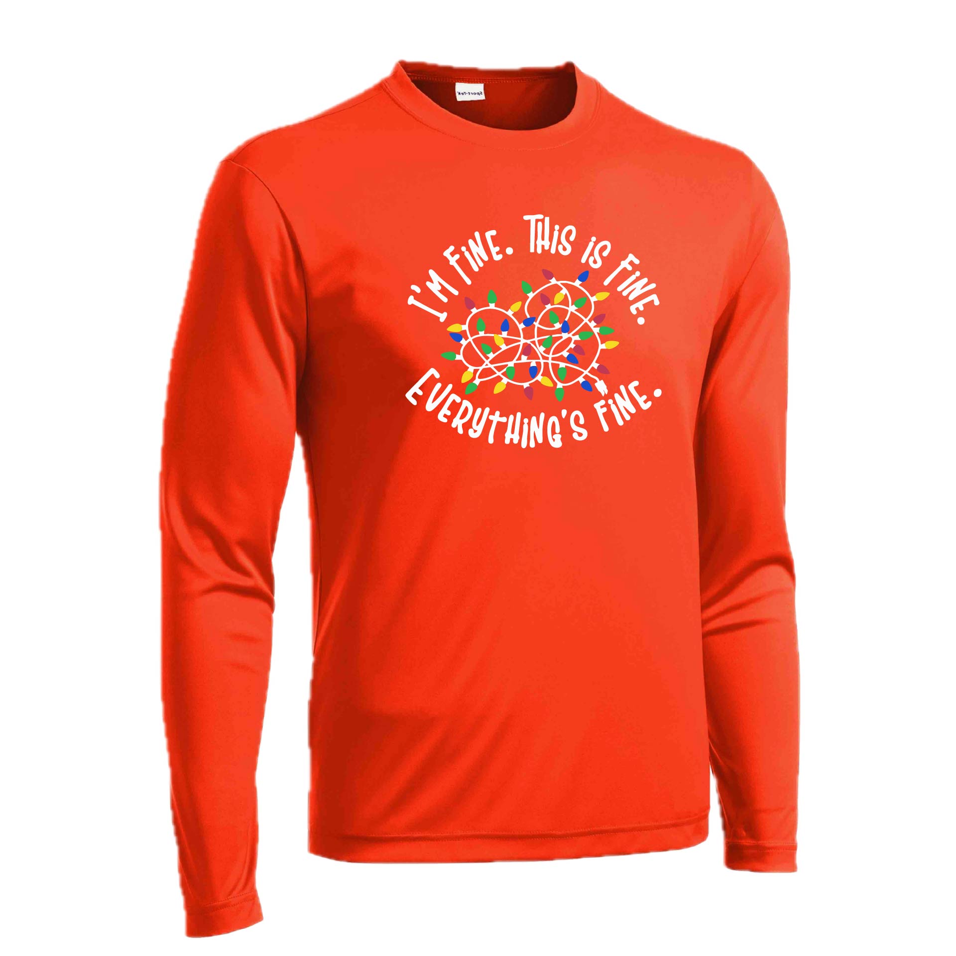 I'm Fine This is Fine Christmas | Men's Long Sleeve Athletic Performance T-Shirt | 100% Polyester