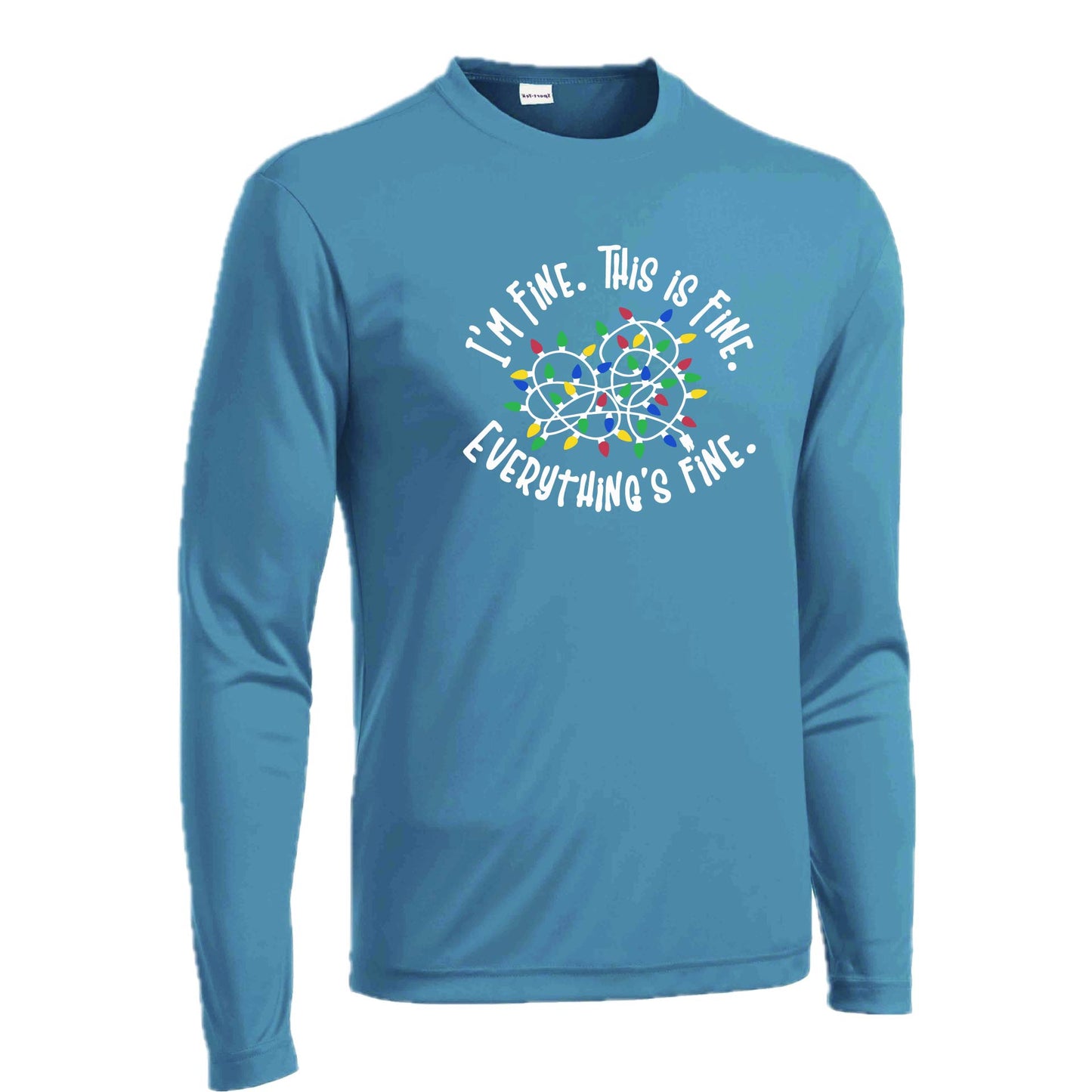 I'm Fine This is Fine Christmas | Men's Long Sleeve Athletic Performance T-Shirt | 100% Polyester