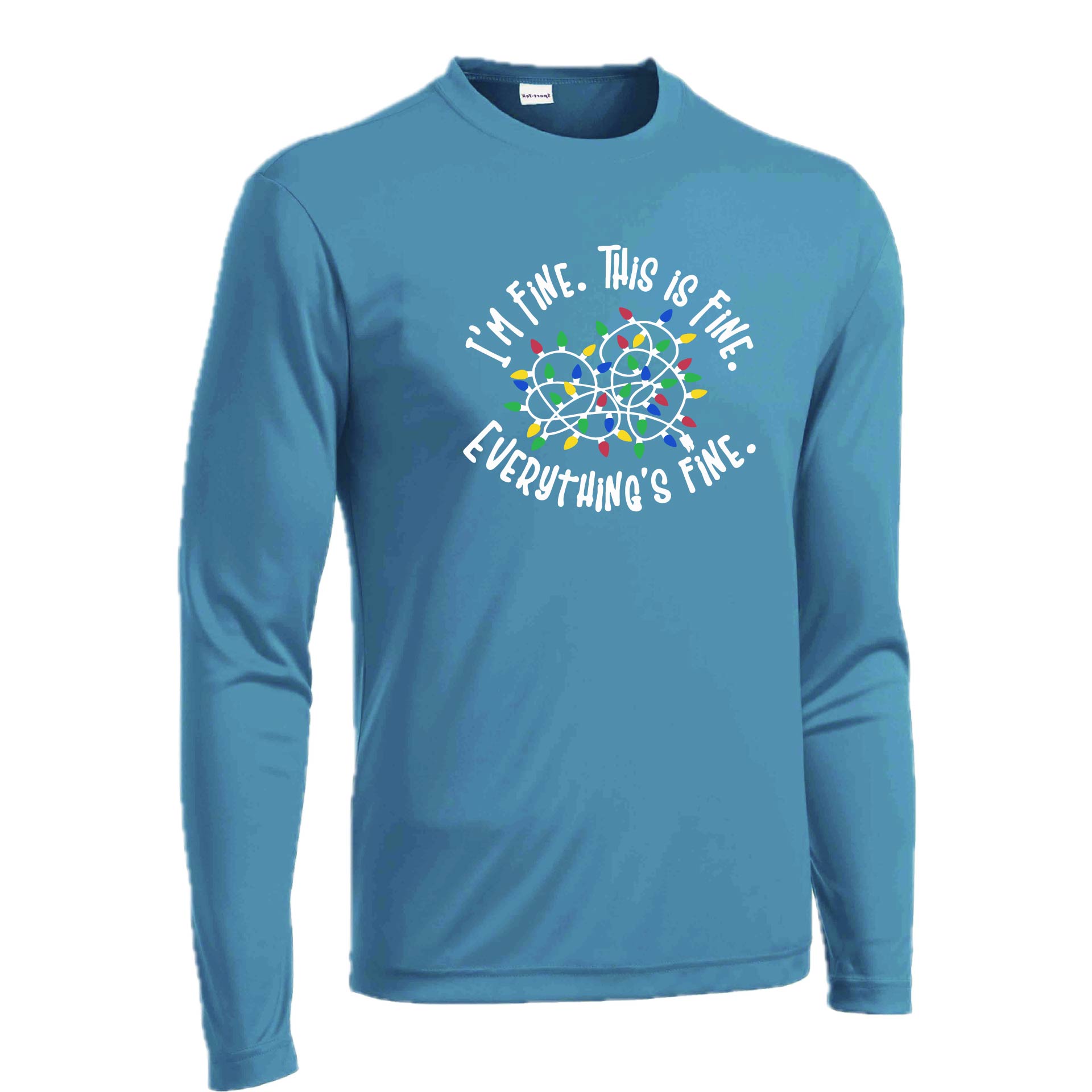 I'm Fine This is Fine Christmas | Men's Long Sleeve Athletic Performance T-Shirt | 100% Polyester