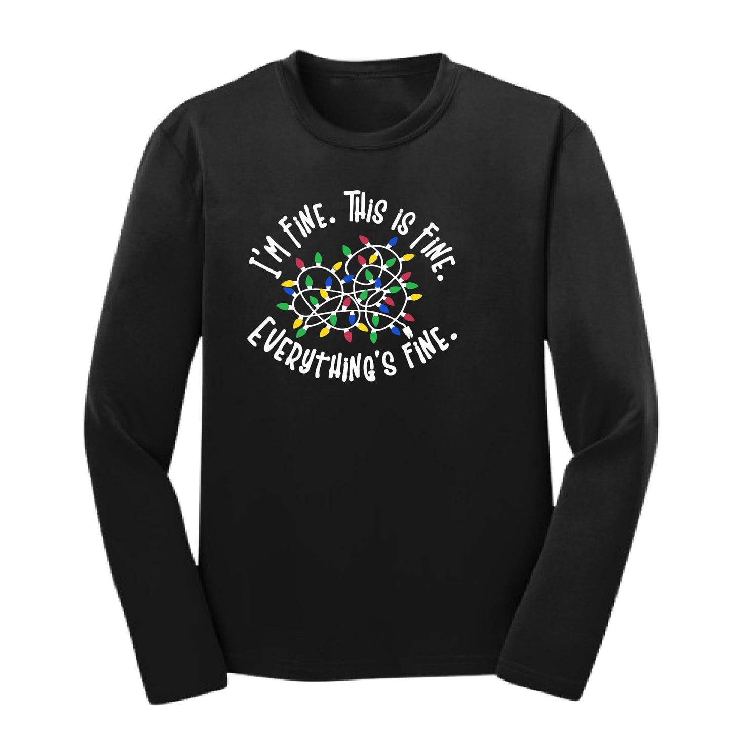 I'm Fine This is Fine Christmas | Youth Long Sleeve Performance T-Shirts | 100% Polyester