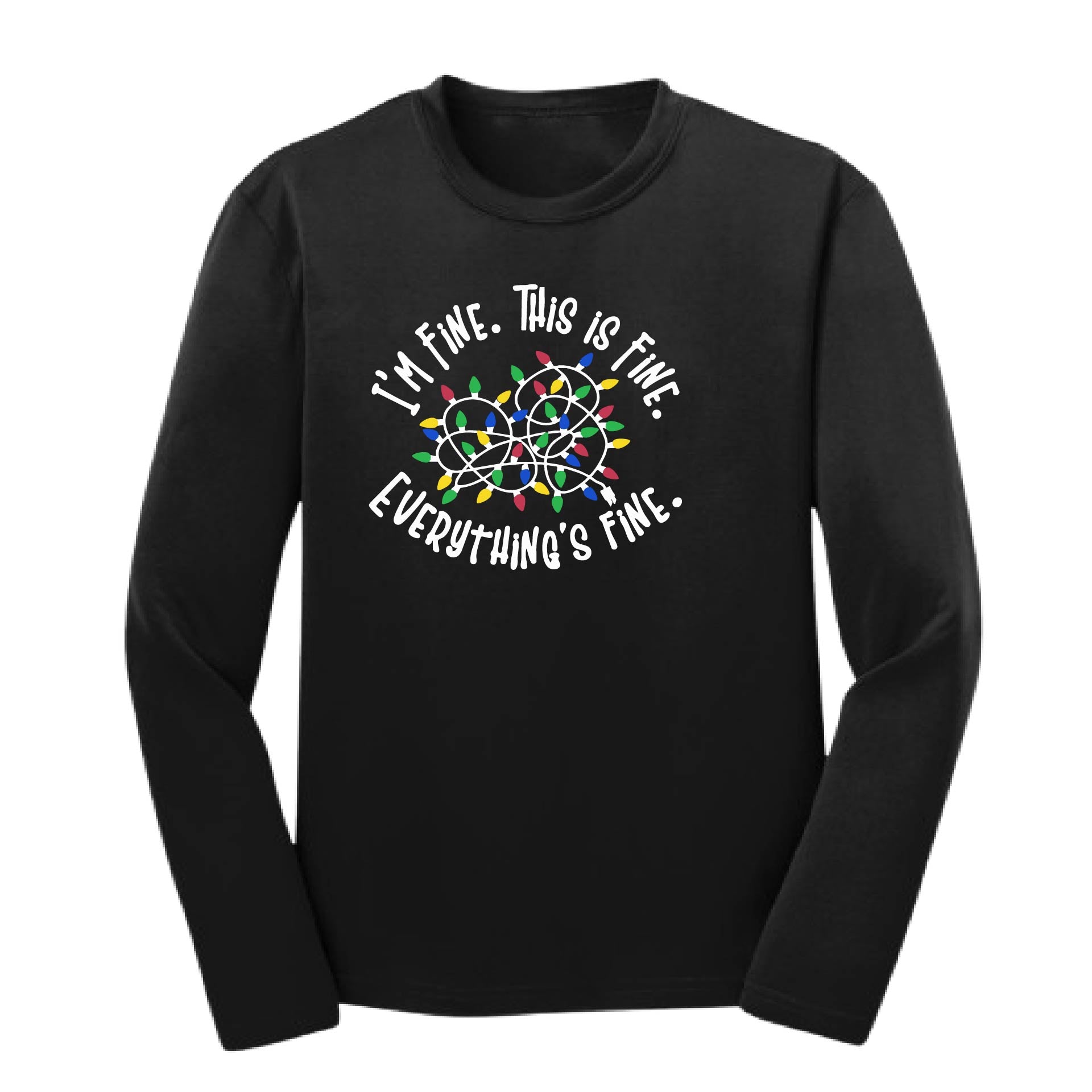 I'm Fine This is Fine Christmas | Youth Long Sleeve Performance T-Shirts | 100% Polyester