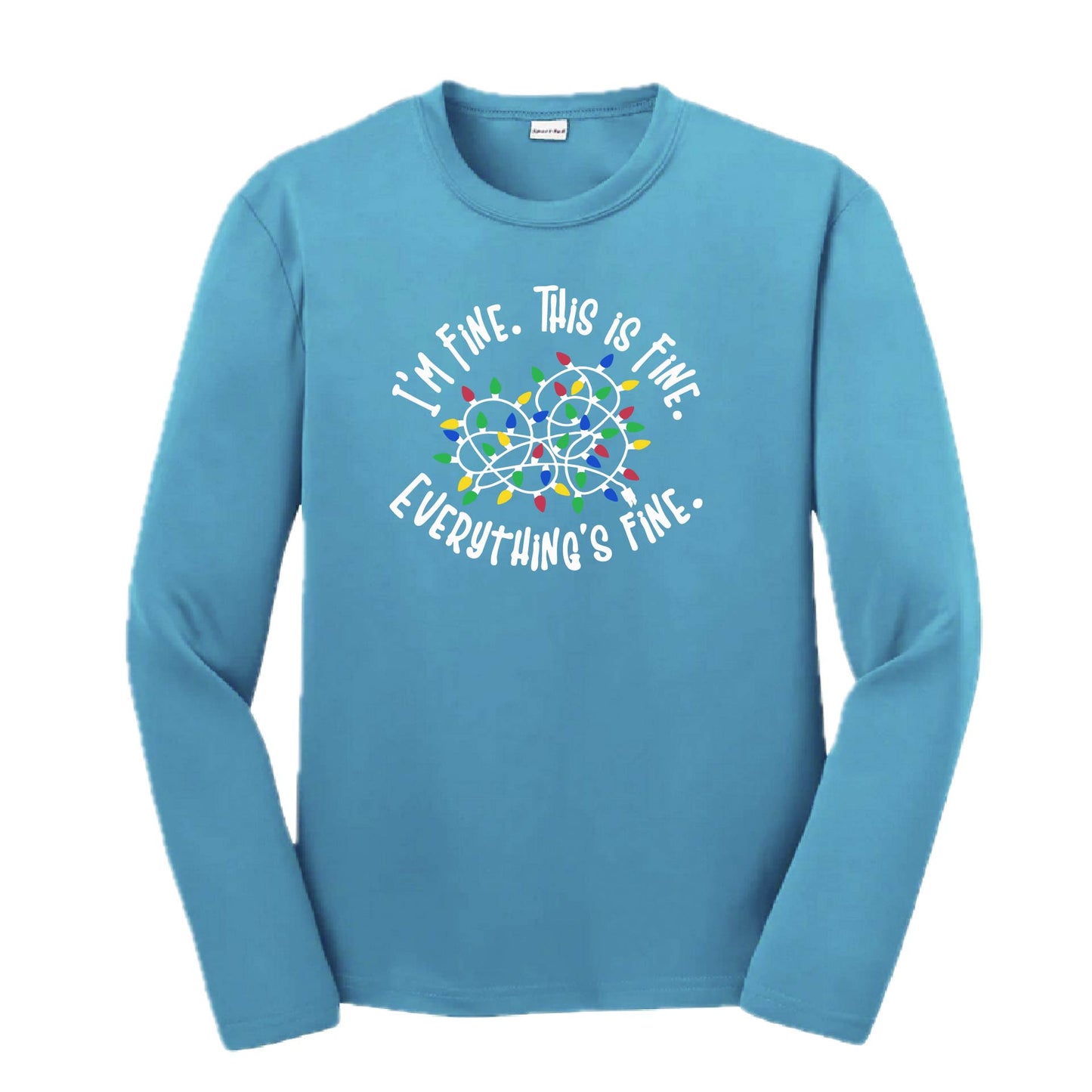 I'm Fine This is Fine Christmas | Youth Long Sleeve Performance T-Shirts | 100% Polyester