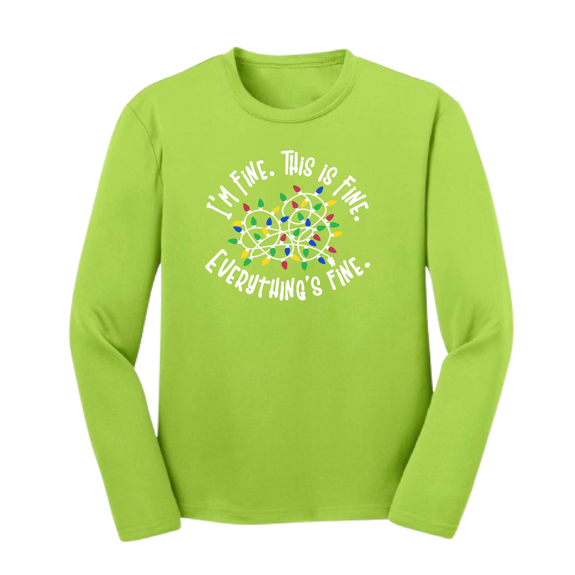 I'm Fine This is Fine Christmas | Youth Long Sleeve Performance T-Shirts | 100% Polyester