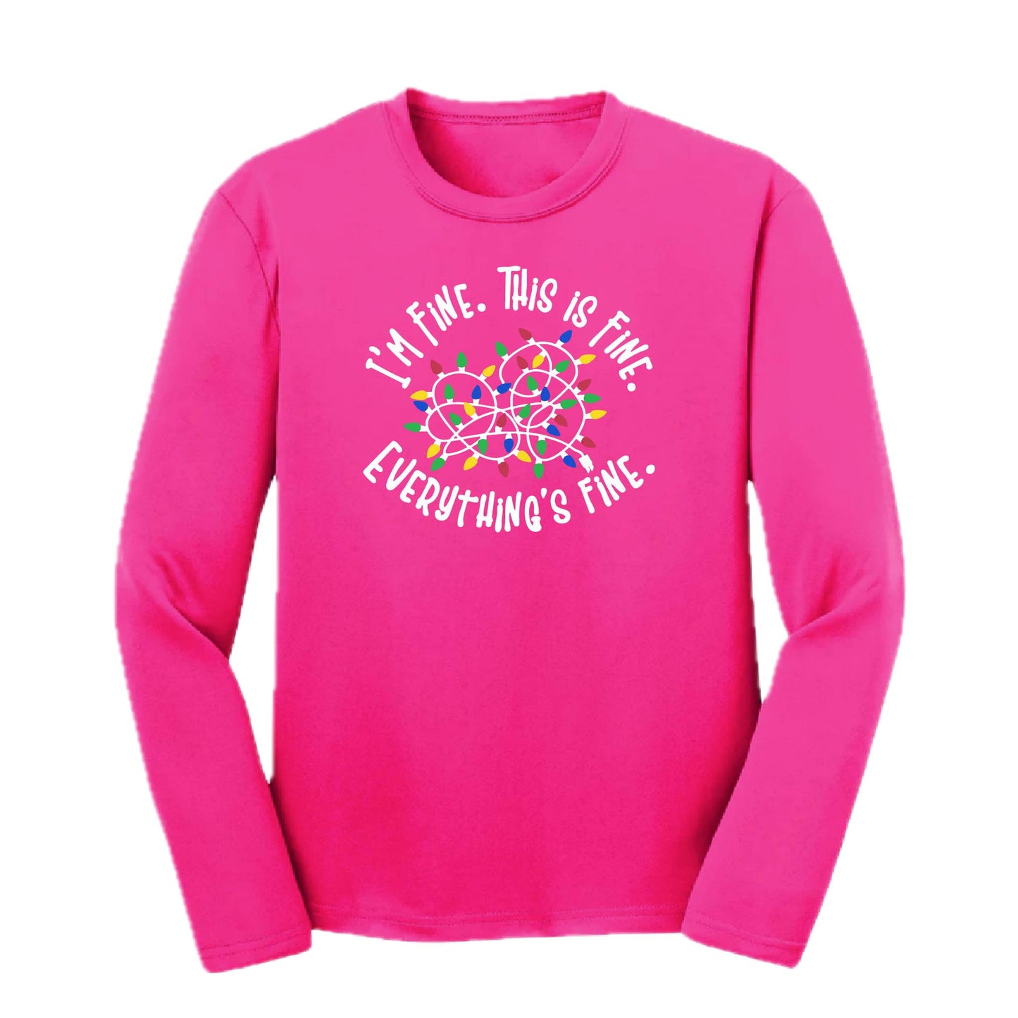 I'm Fine This is Fine Christmas | Youth Long Sleeve Performance T-Shirts | 100% Polyester