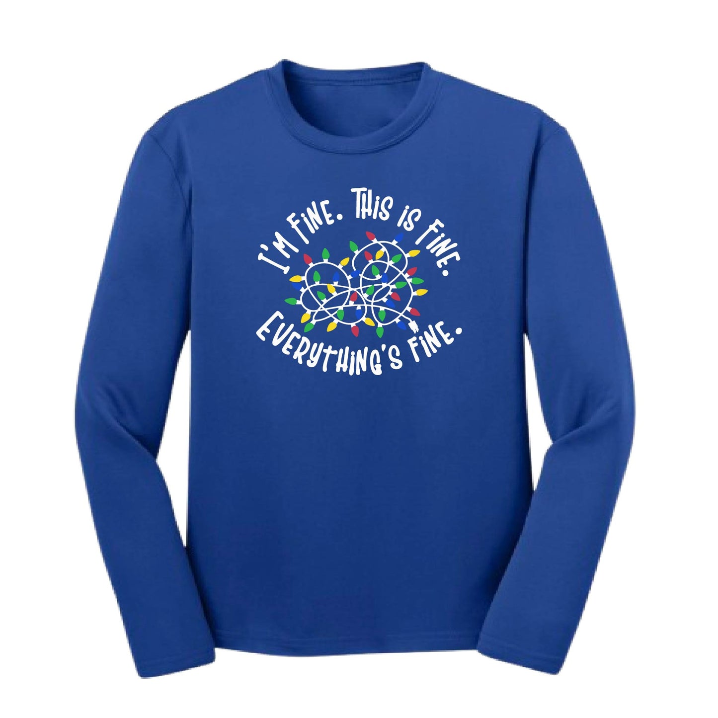 I'm Fine This is Fine Christmas | Youth Long Sleeve Performance T-Shirts | 100% Polyester