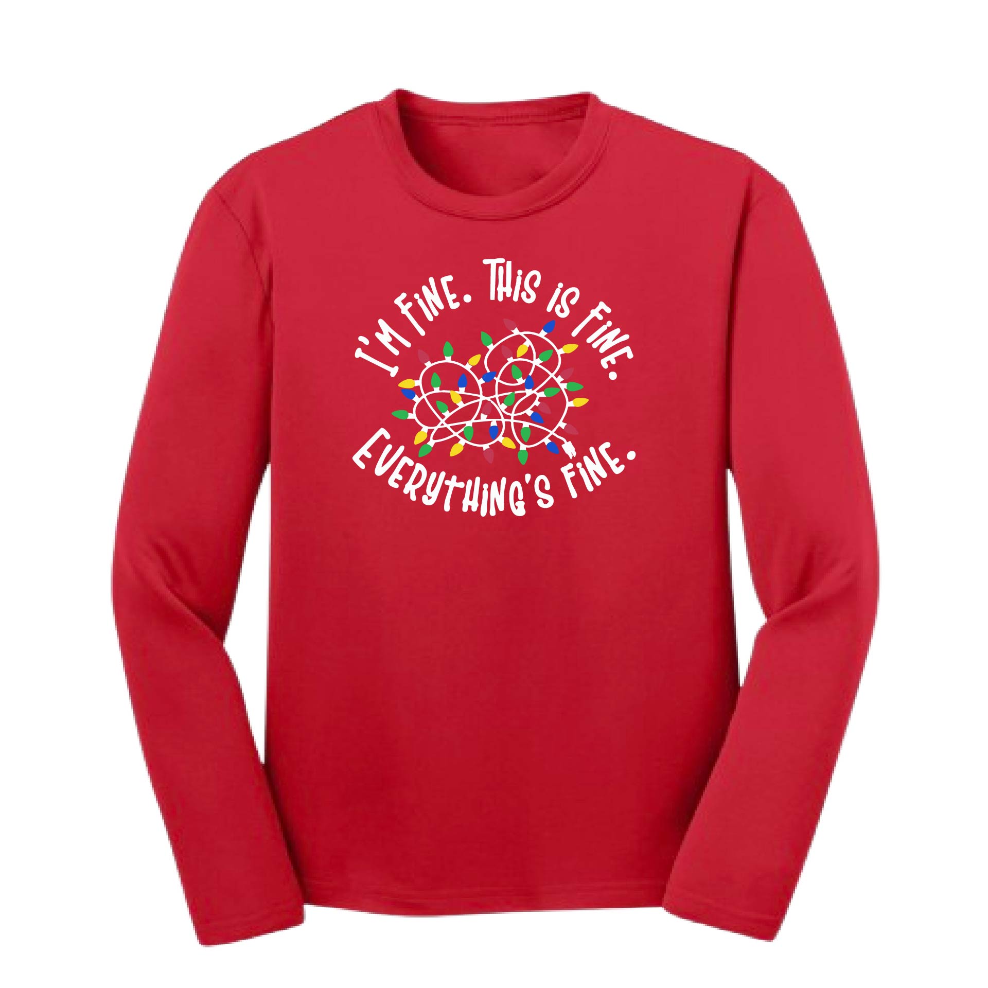 I'm Fine This is Fine Christmas | Youth Long Sleeve Performance T-Shirts | 100% Polyester